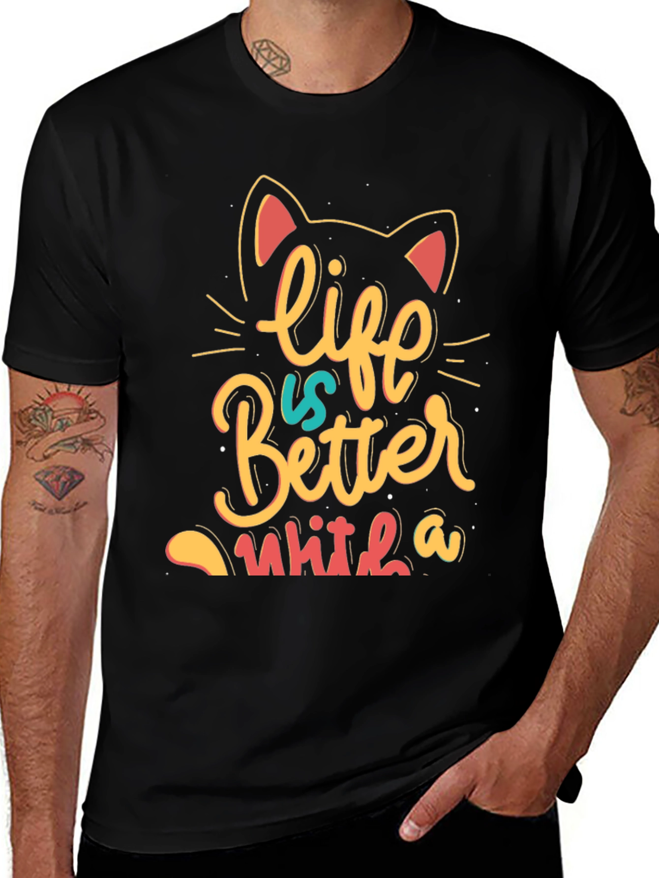 Life is Better With a Cat T-Shirt - Black