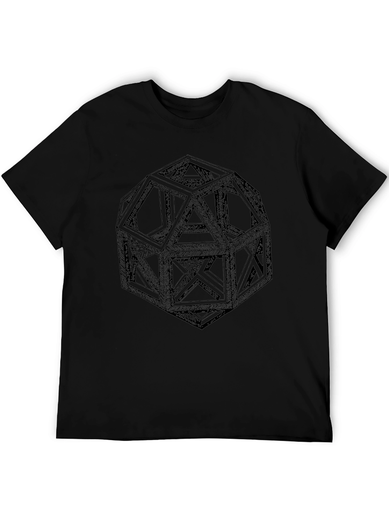 Geometric Icosahedron Graphic T-Shirt - Modern Design Tee