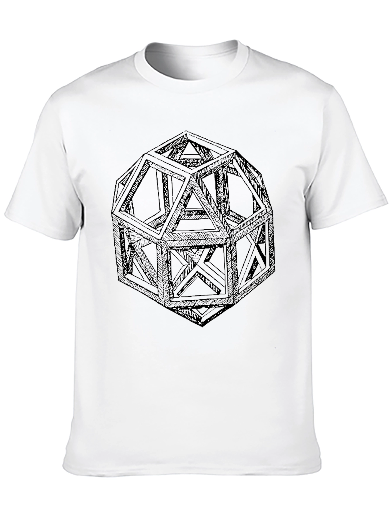 Geometric Icosahedron Graphic T-Shirt - Modern Design Tee