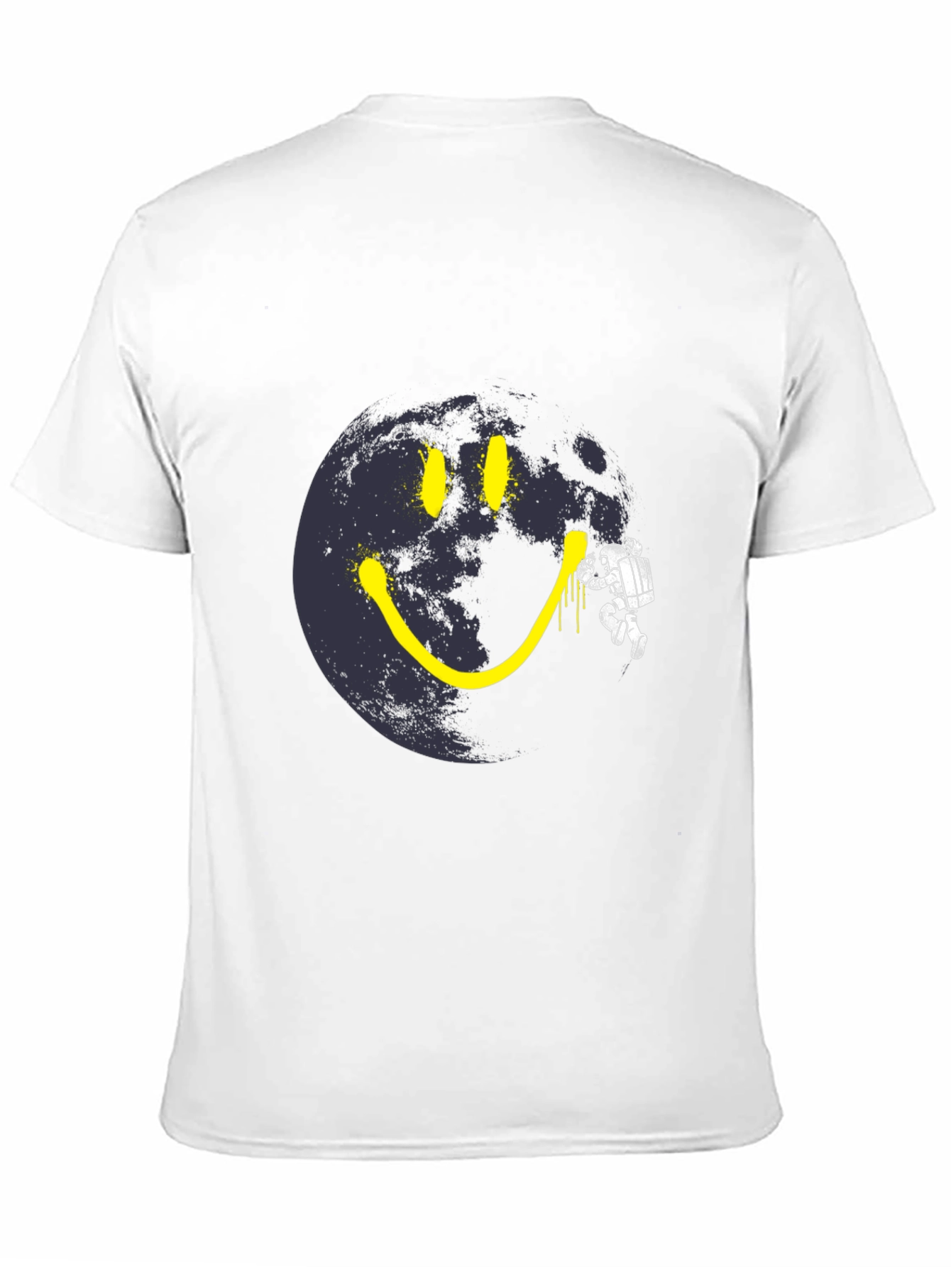Astronaut Moon Smile T-Shirt - Black Cotton Graphic Tee