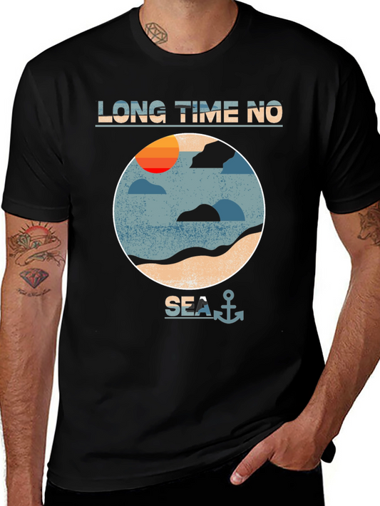 Long Time No Sea Graphic Tee - Mens Black T-Shirt