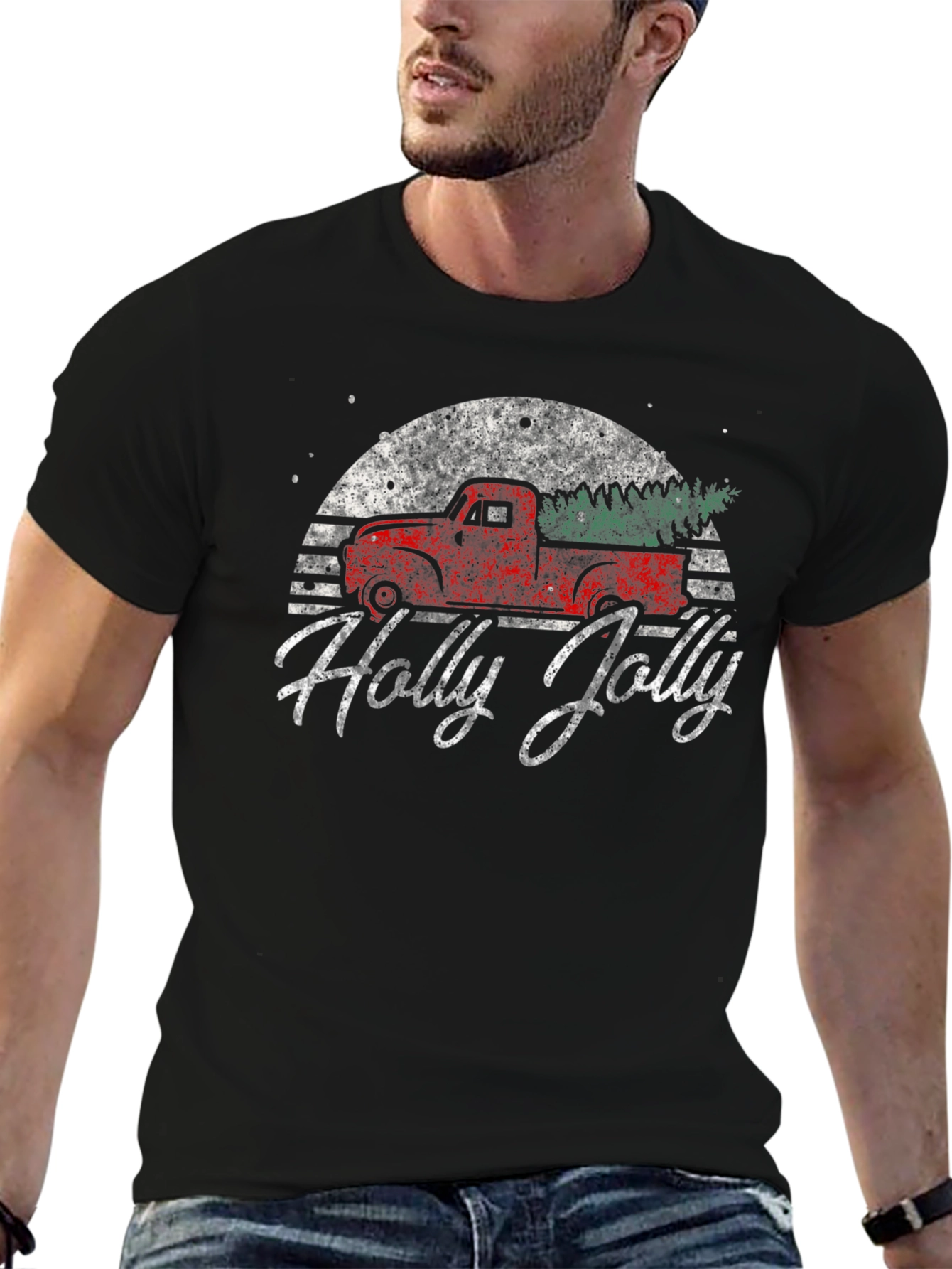 Holly Jolly Retro Truck Christmas T-Shirt