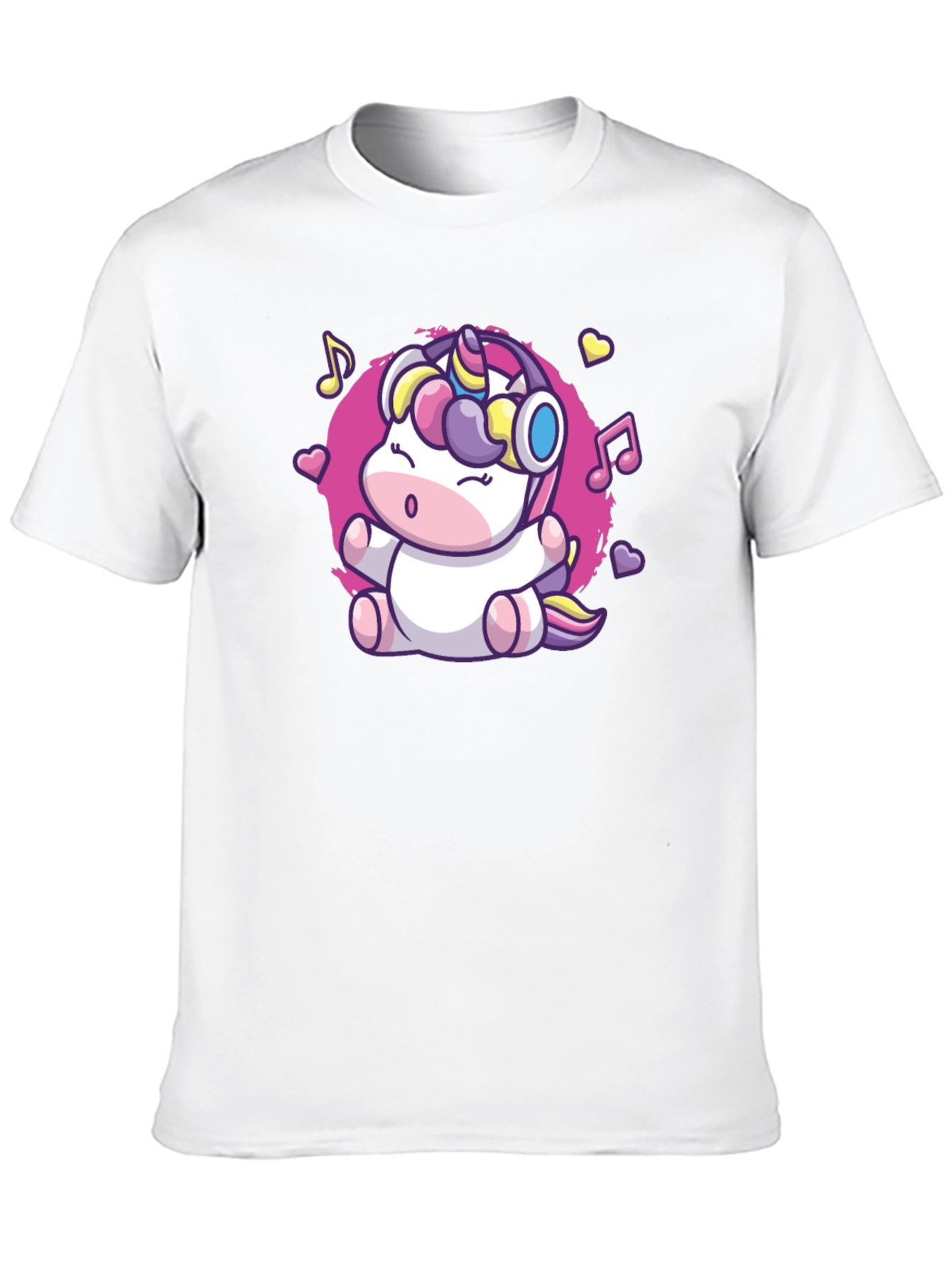 Cute Unicorn Music Lover Black T-Shirt