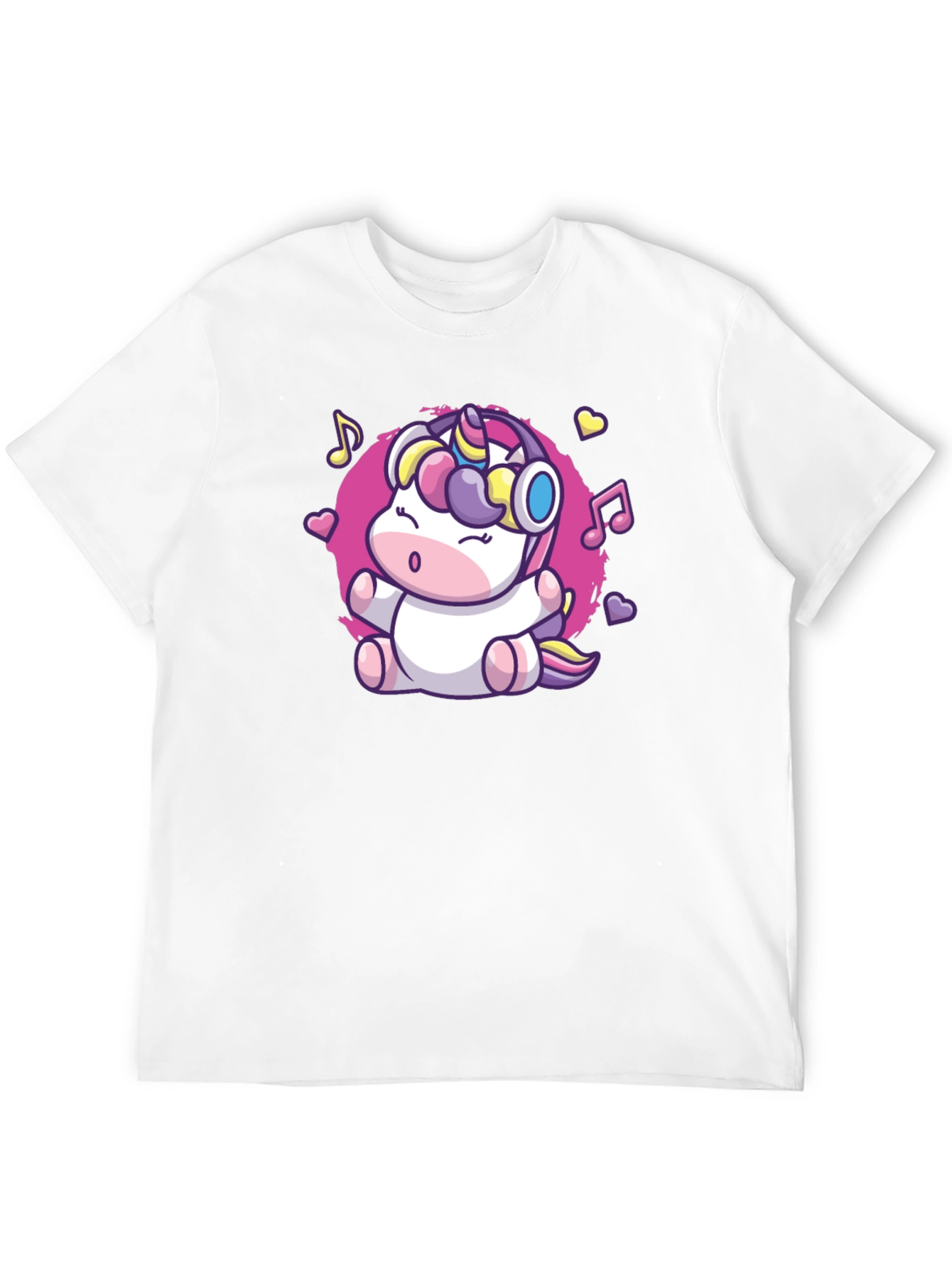 Cute Unicorn Music Lover Black T-Shirt
