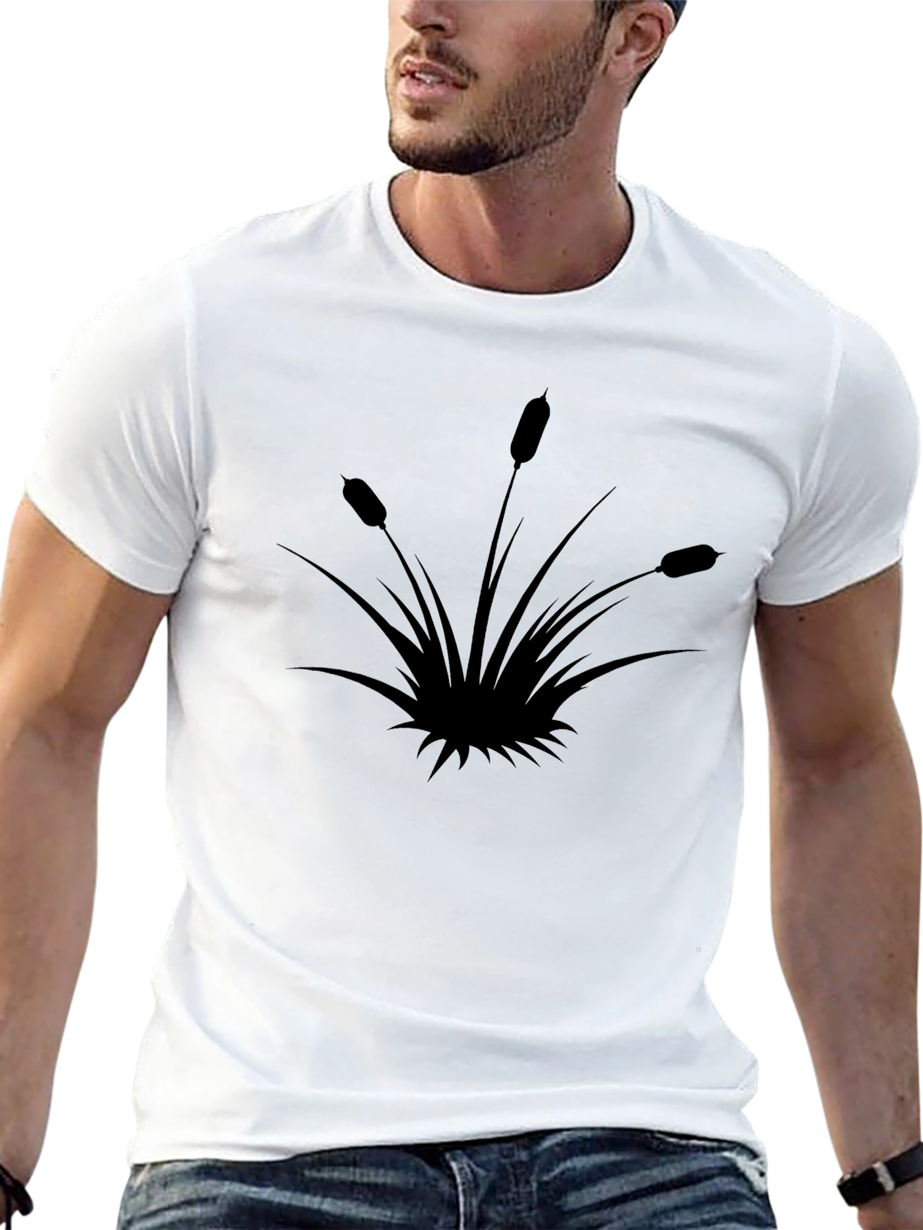 Cattails Graphic Tee - Nature Lovers Black T-Shirt