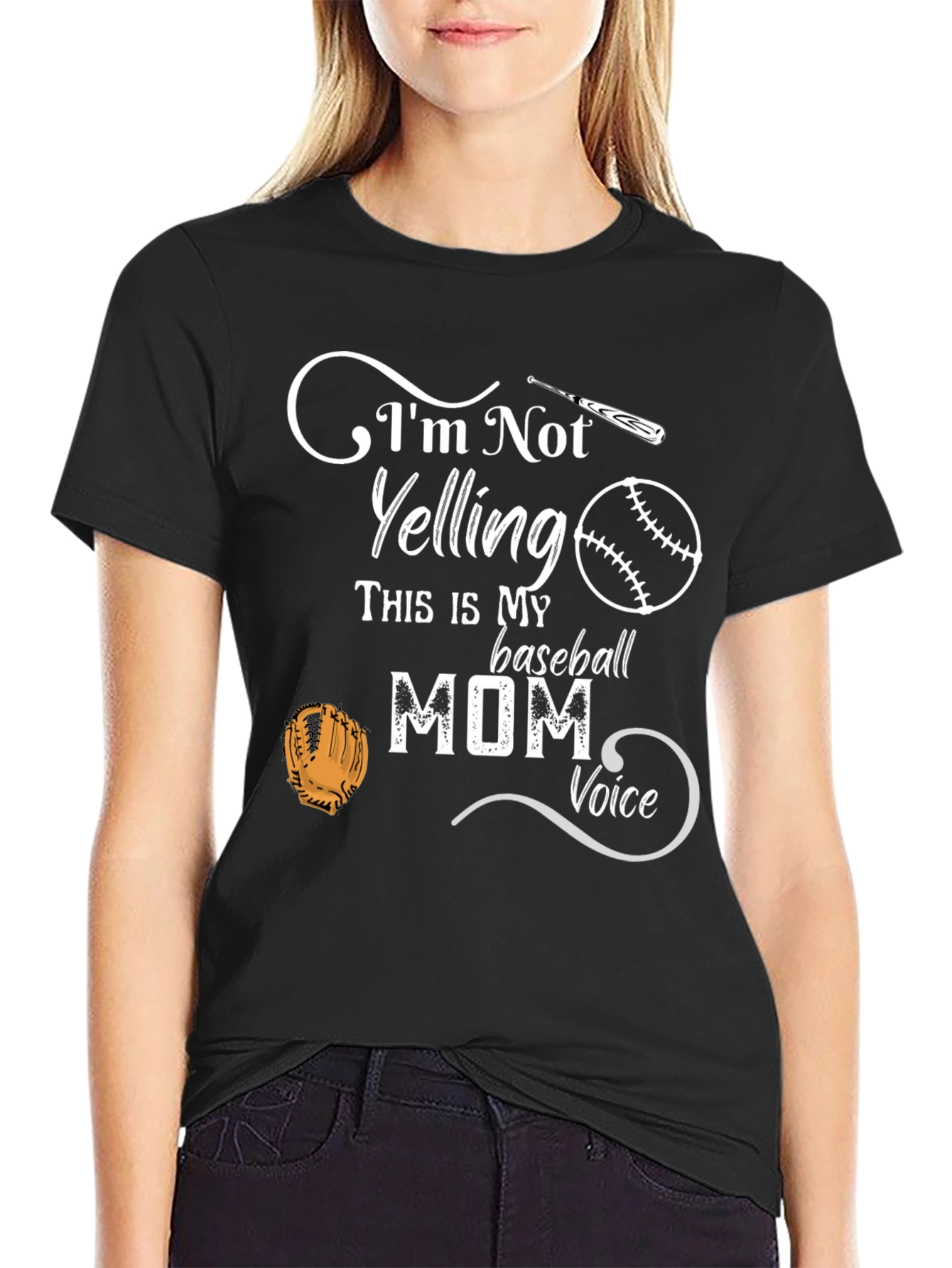 Baseball Mom T-Shirt - Im Not Yelling