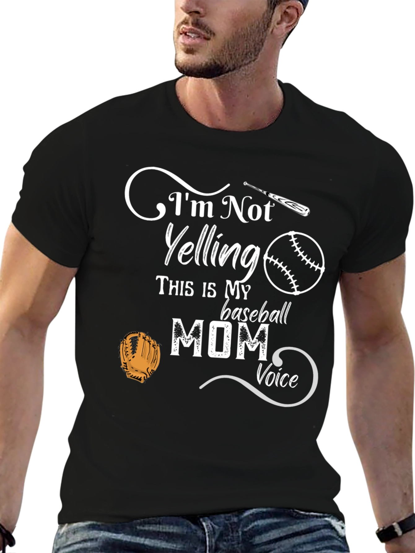 Baseball Mom T-Shirt - Im Not Yelling