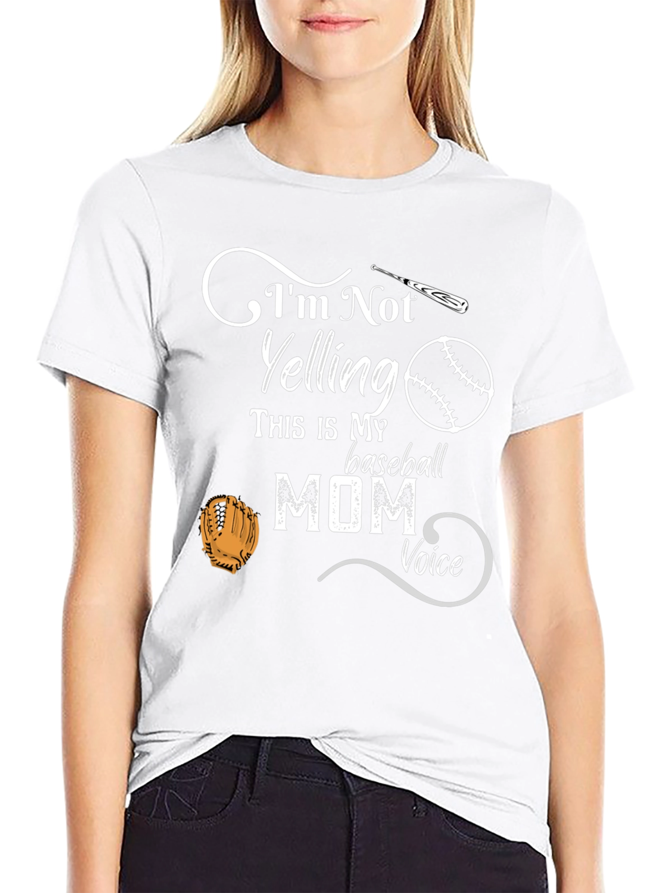 Baseball Mom T-Shirt - Im Not Yelling