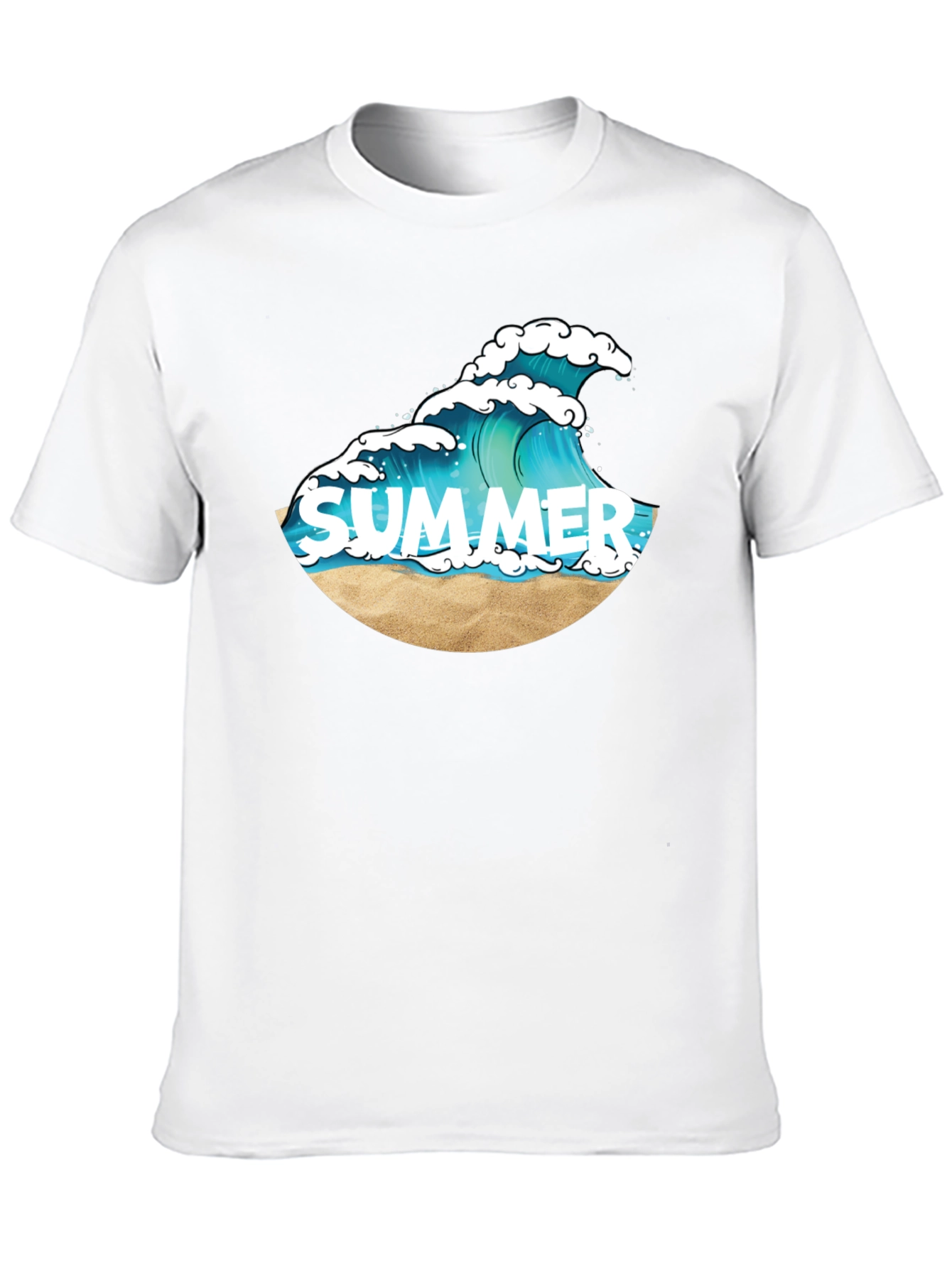 Summer Wave Graphic Tee - Black Cotton T-Shirt