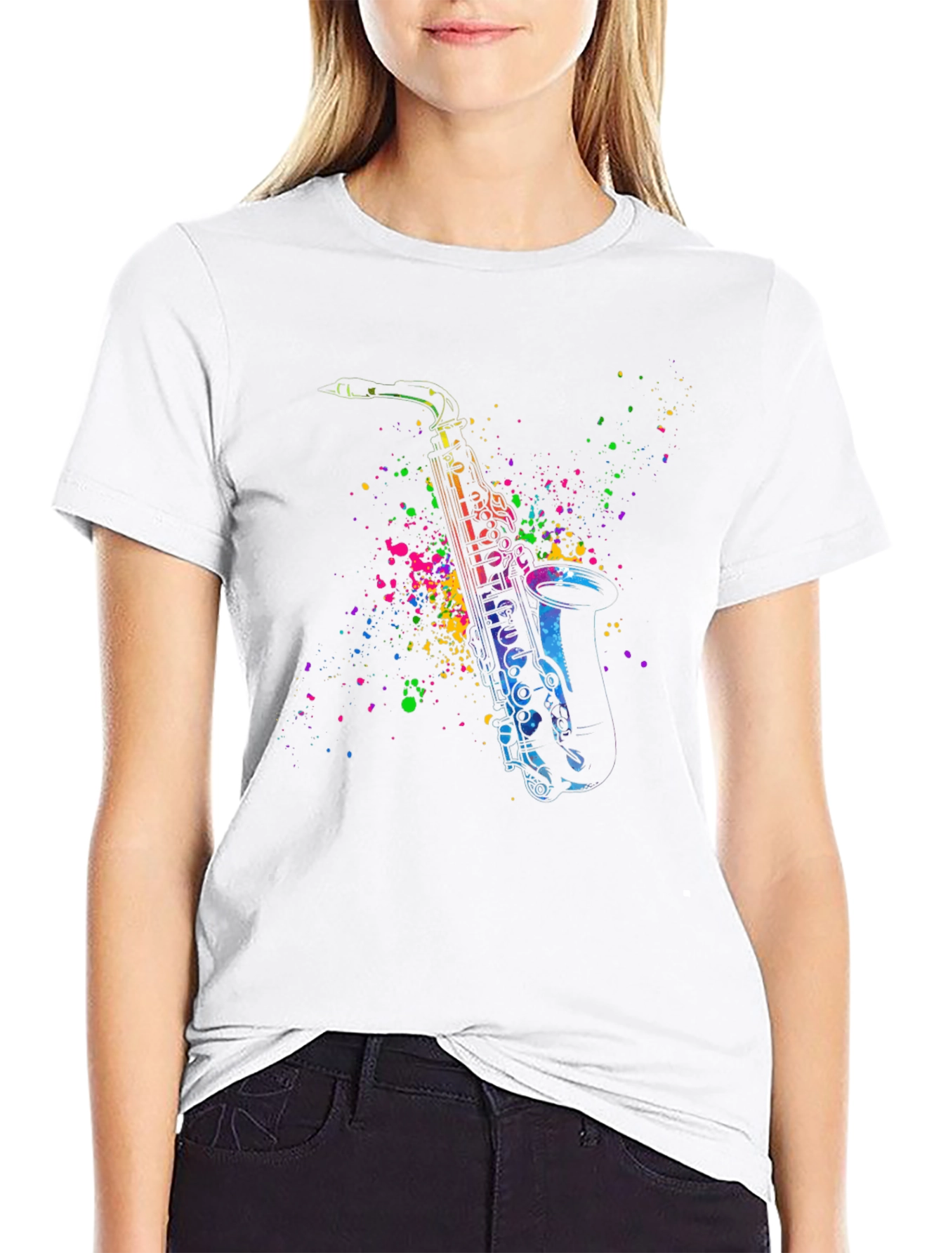 Saxophone Splash Tee - Cool Music Lover Shirt