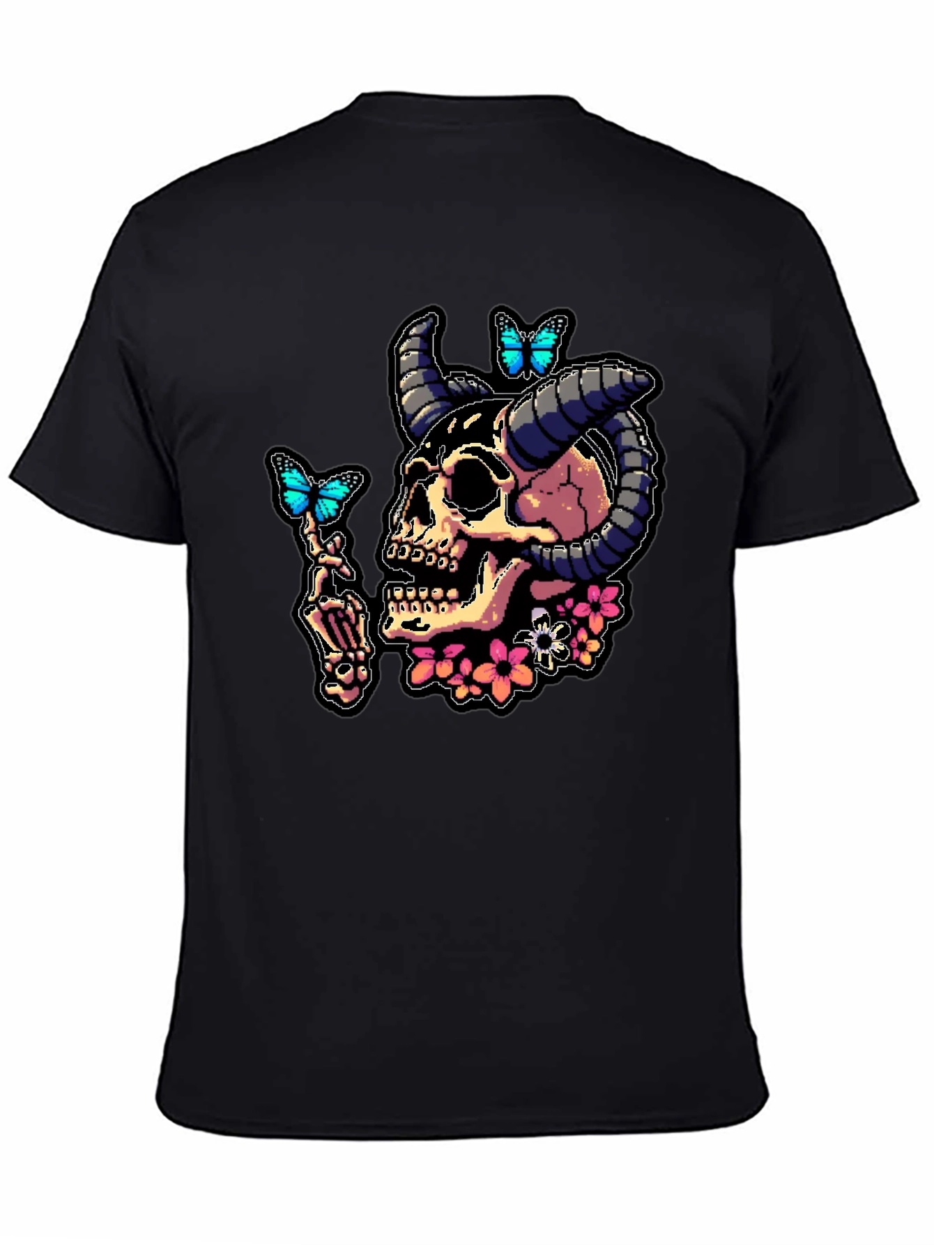 Skull & Butterfly Graphic Tee - Black
