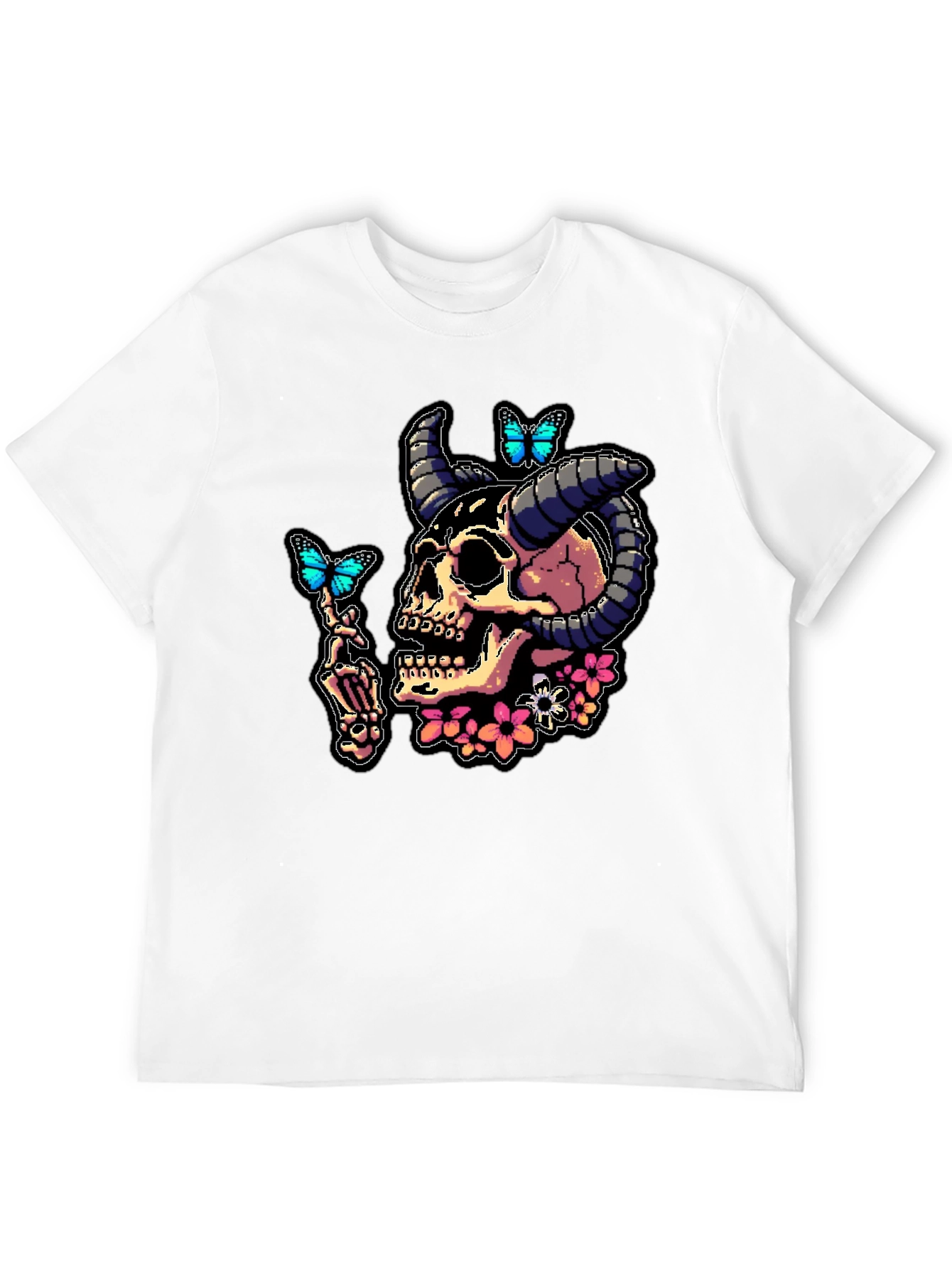 Skull & Butterfly Graphic Tee - Black