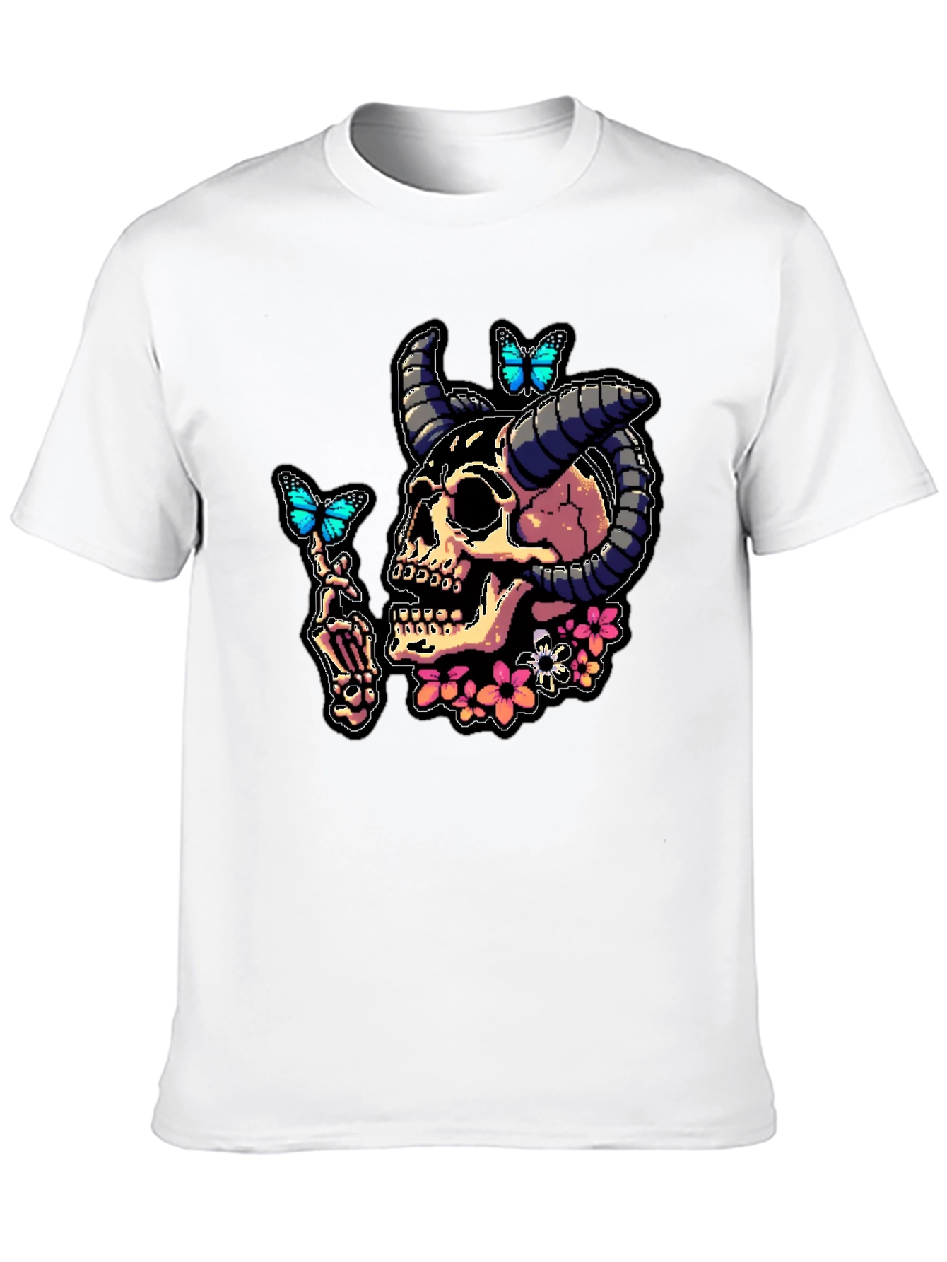 Skull & Butterfly Graphic Tee - Black