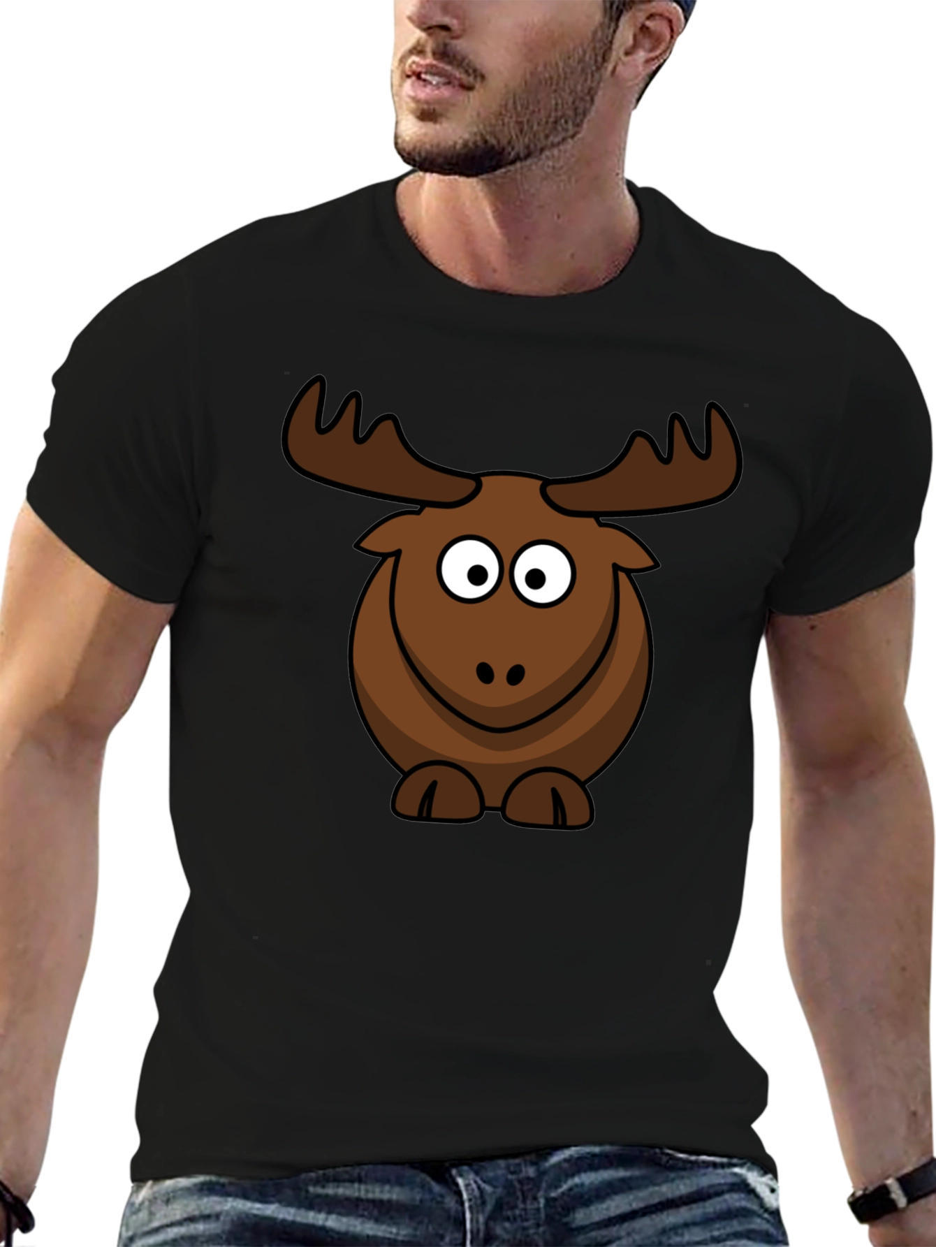 Cute Cartoon Moose Graphic T-Shirt