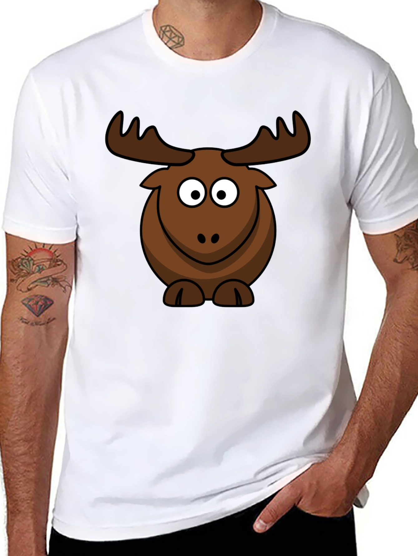 Cute Cartoon Moose Graphic T-Shirt