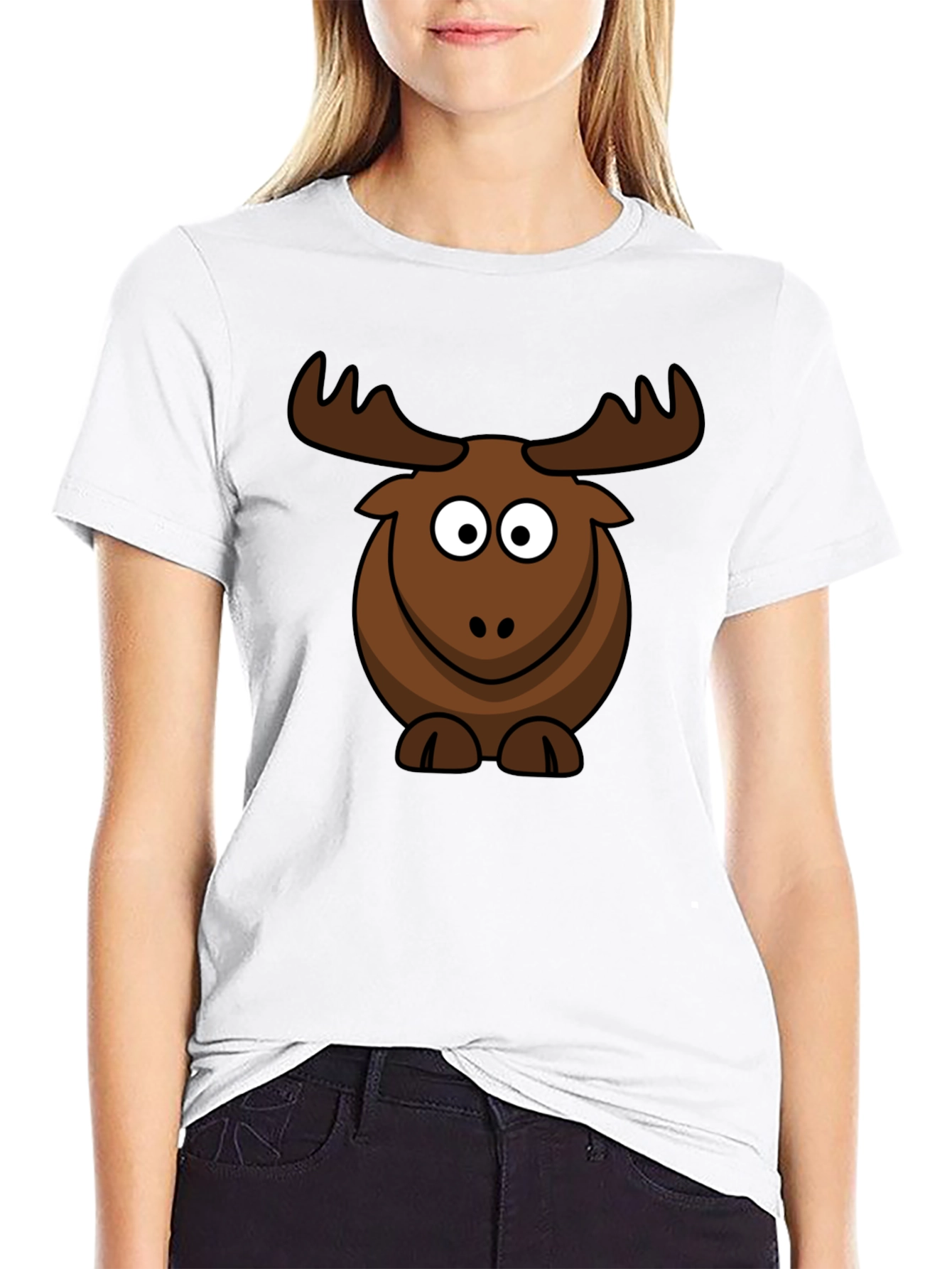 Cute Cartoon Moose Graphic T-Shirt