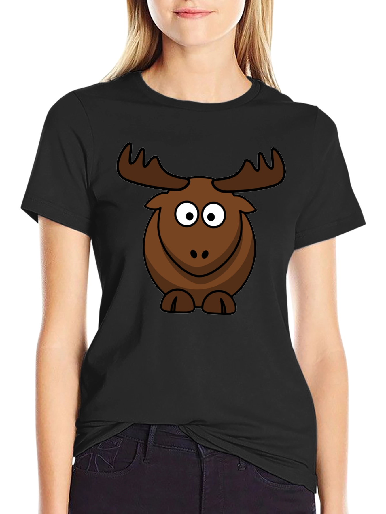 Cute Cartoon Moose Graphic T-Shirt