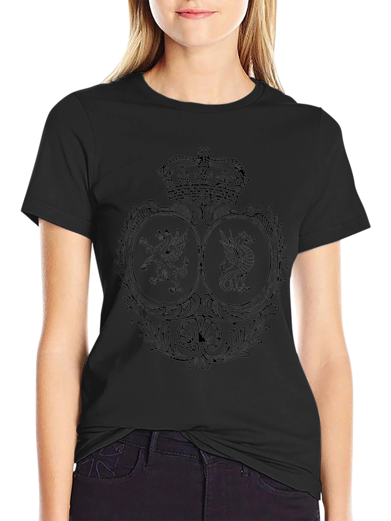 Regal Crest Graphic Tee - Black
