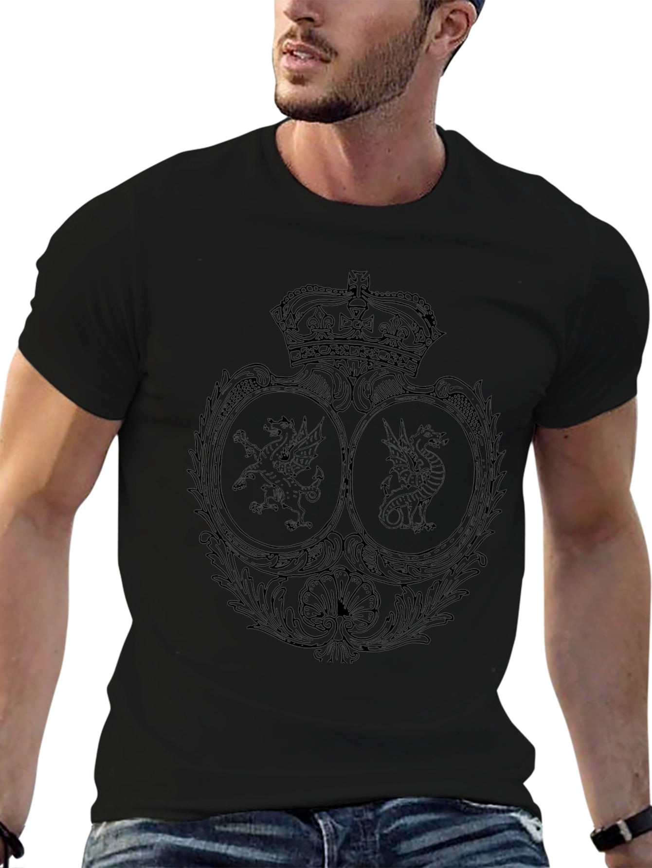 Regal Crest Graphic Tee - Black