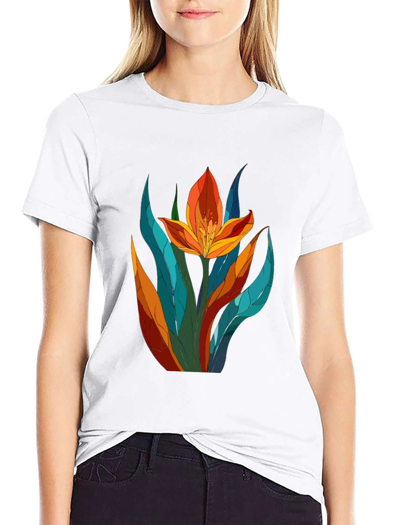 Floral Graphic Tee - Vibrant Tulip Design