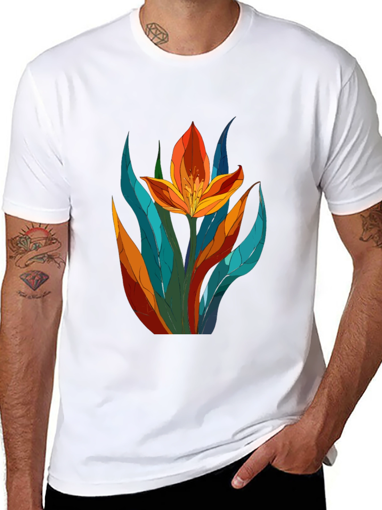 Floral Graphic Tee - Vibrant Tulip Design