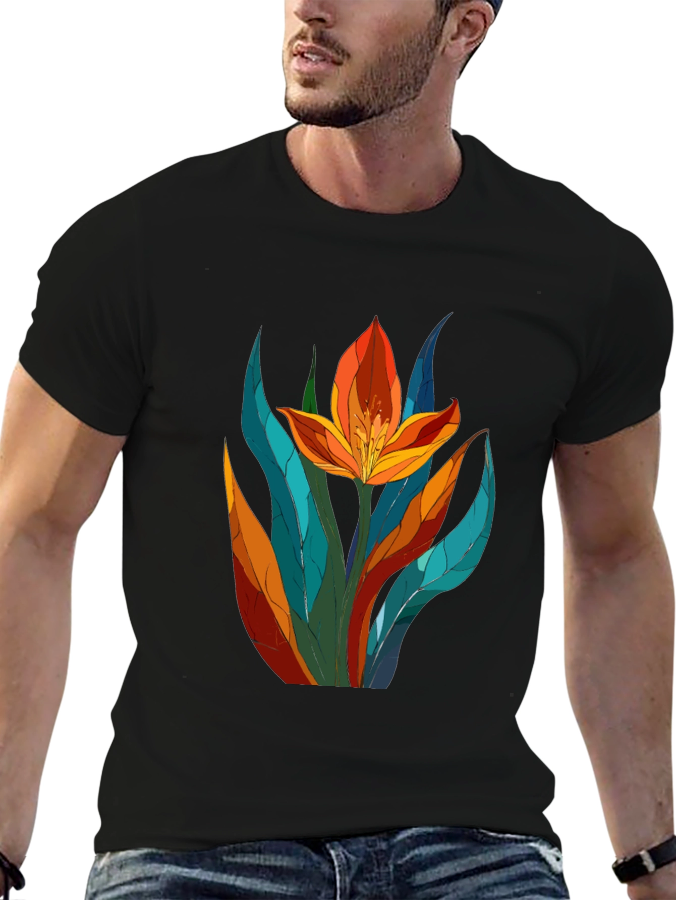 Floral Graphic Tee - Vibrant Tulip Design