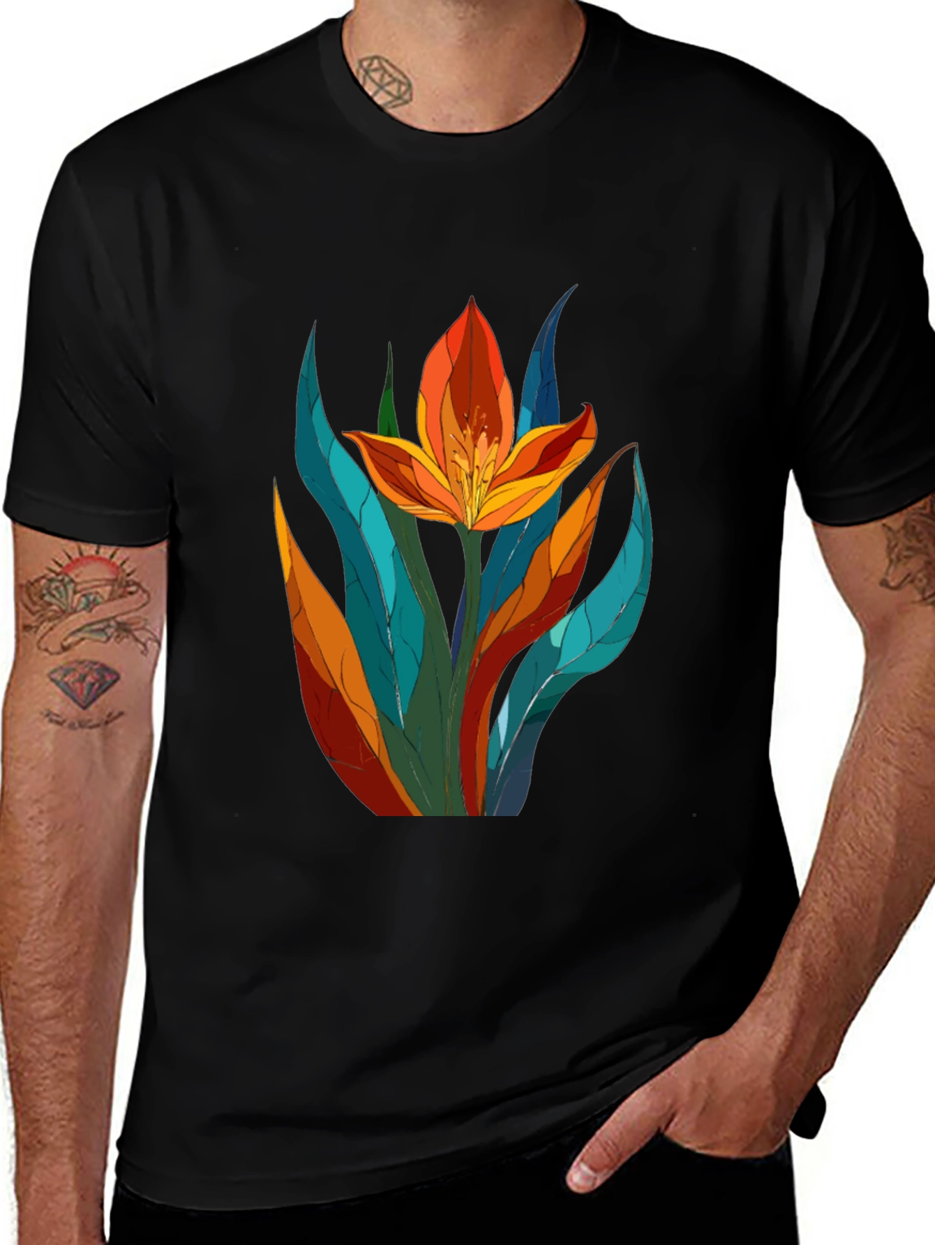 Floral Graphic Tee - Vibrant Tulip Design