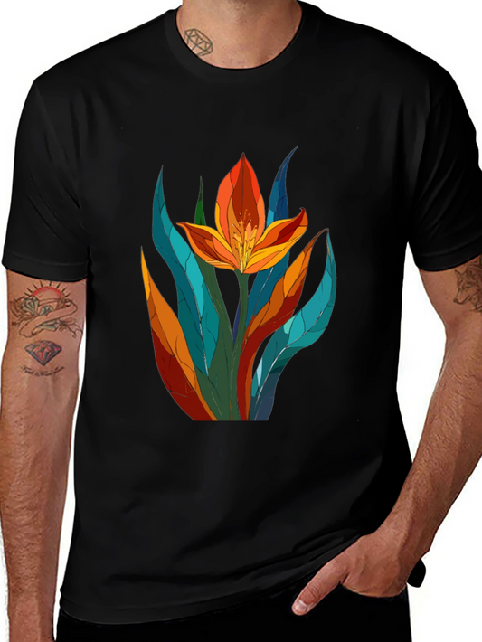 Floral Graphic Tee - Vibrant Tulip Design