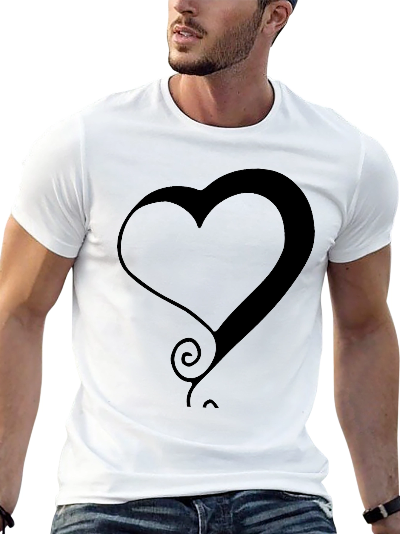 Modern Heart Graphic Tee - Stylish Black T-Shirt