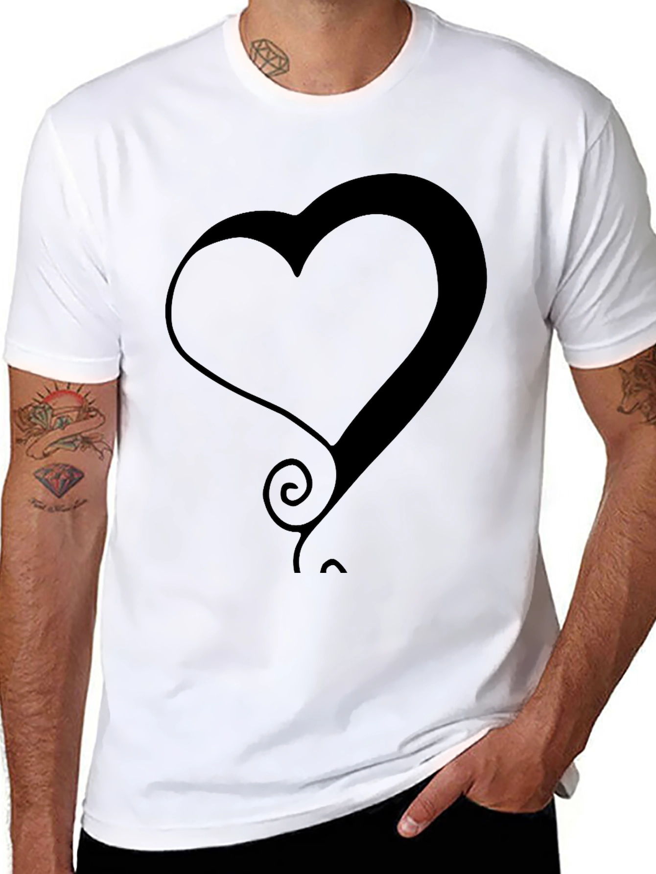 Modern Heart Graphic Tee - Stylish Black T-Shirt