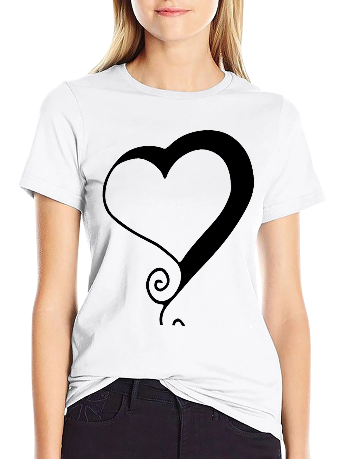 Modern Heart Graphic Tee - Stylish Black T-Shirt