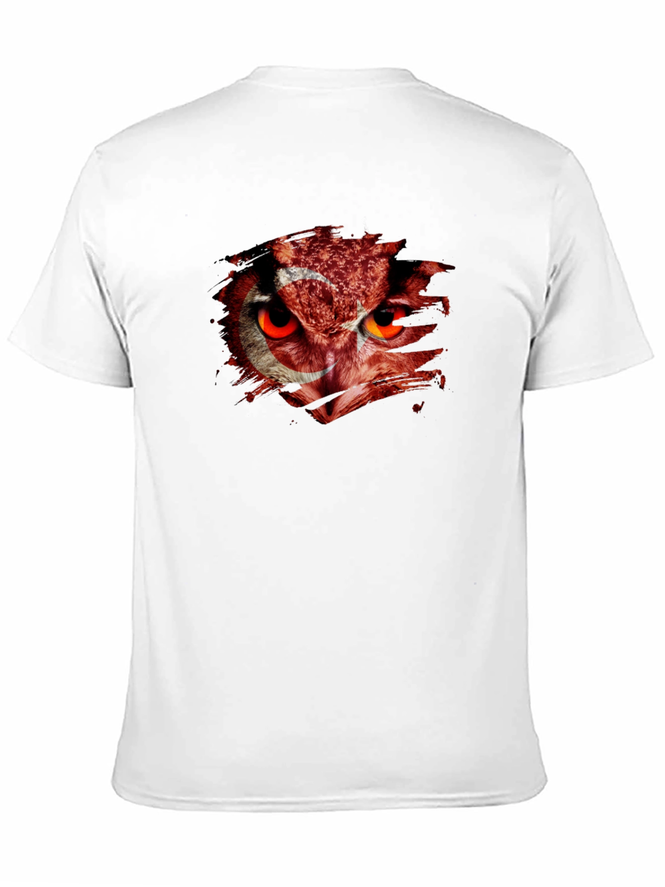 Mens Black T-Shirt with Turkey Flag Owl Graphic