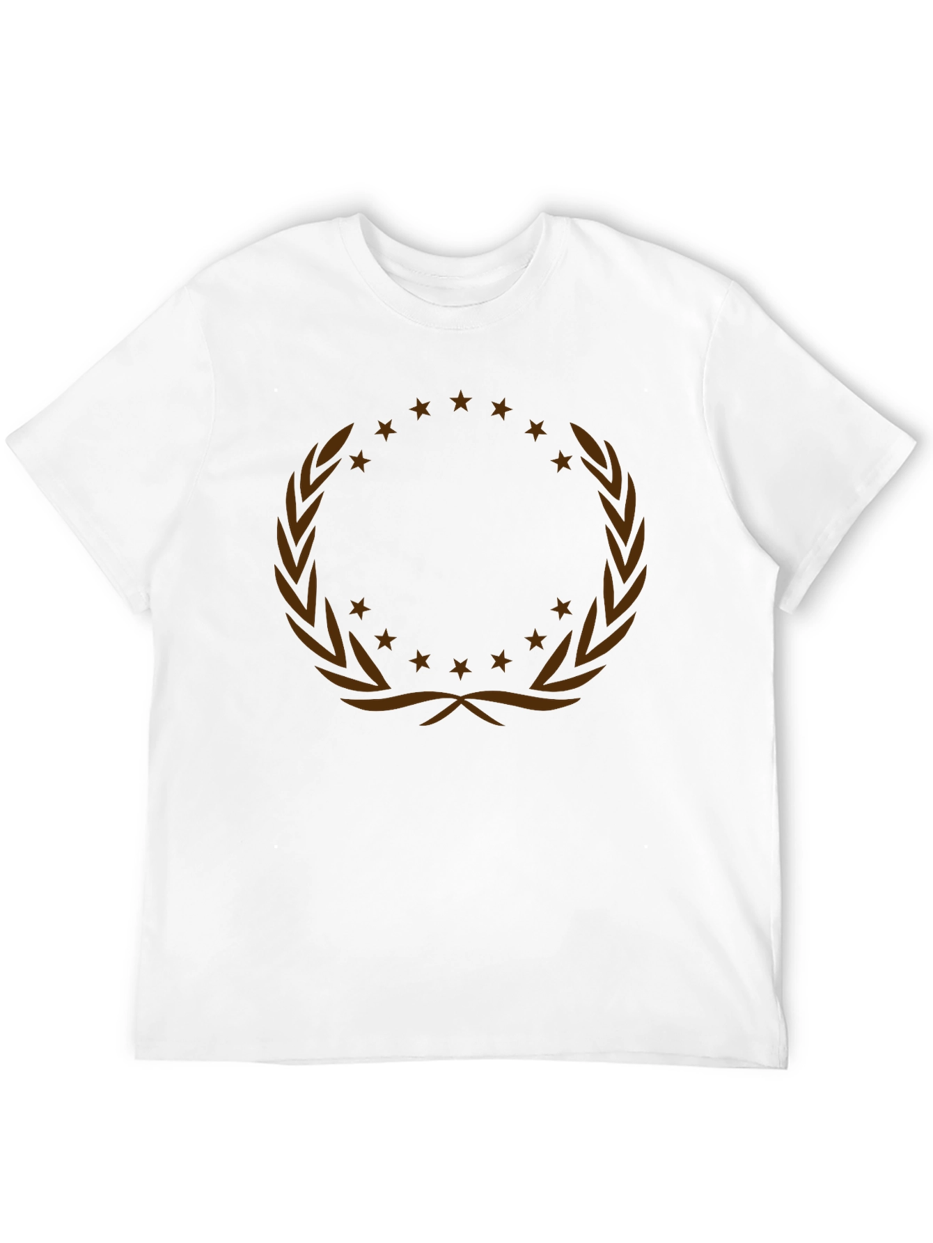 Graphic Tee with Laurel Wreath and Stars Design