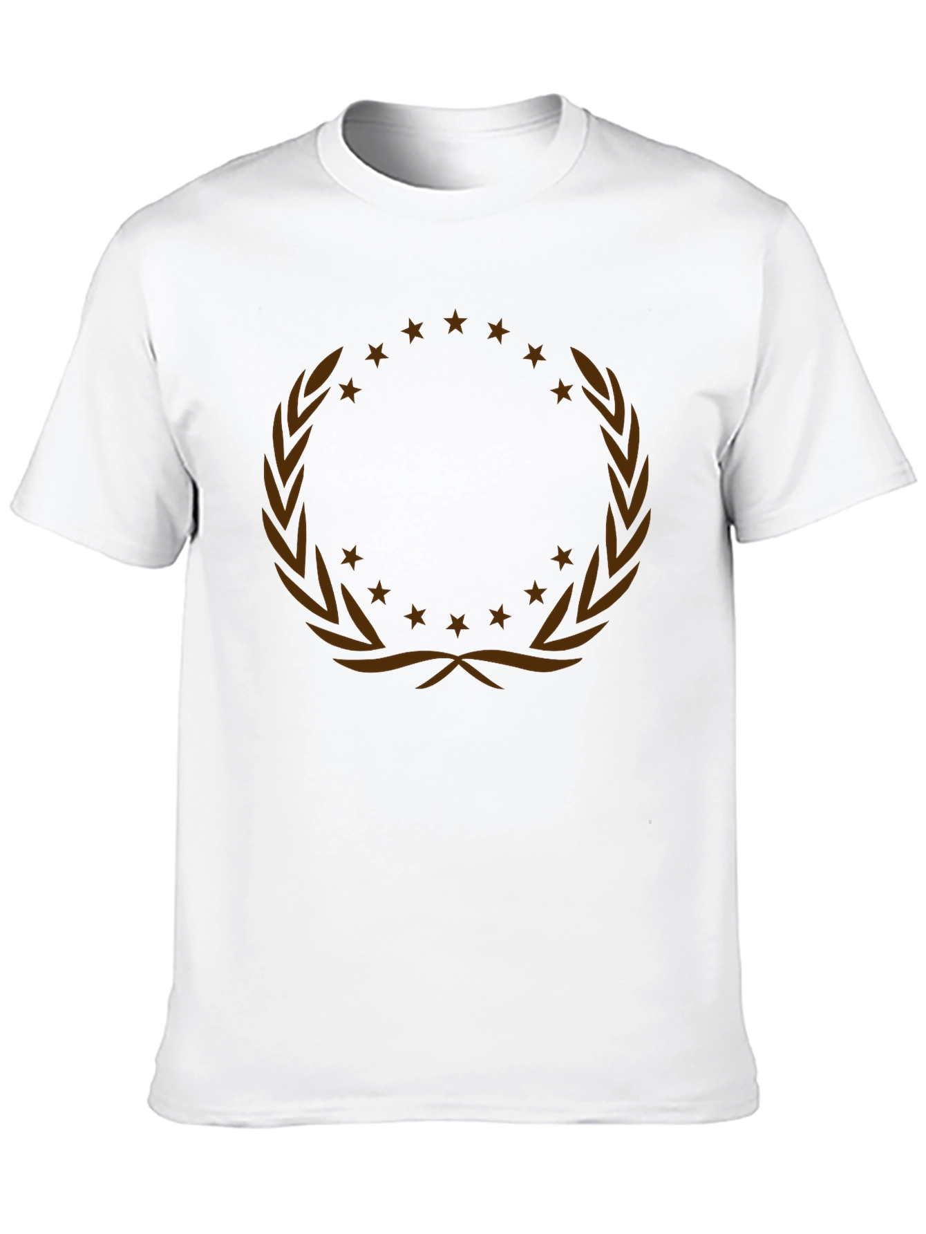 Graphic Tee with Laurel Wreath and Stars Design