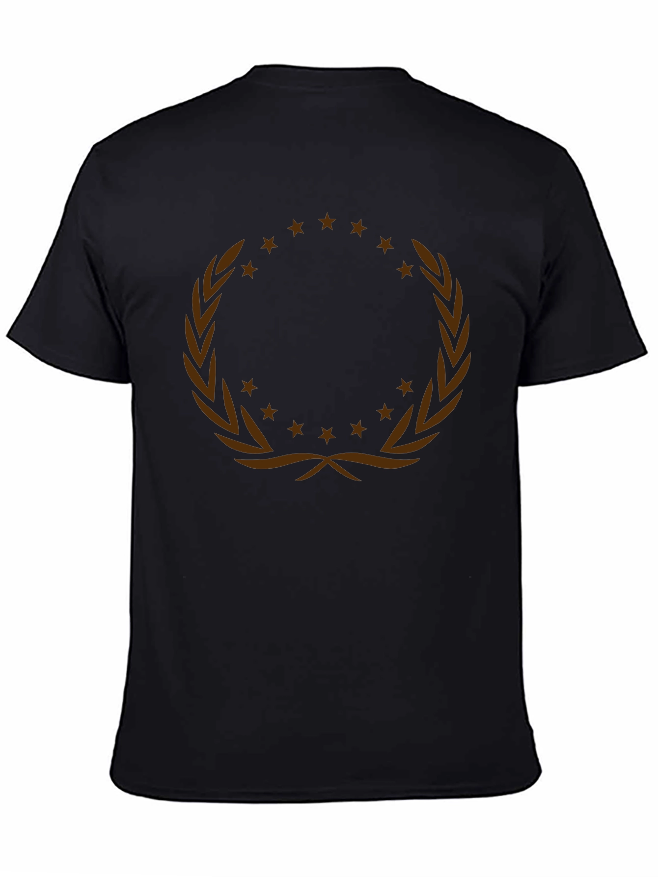 Graphic Tee with Laurel Wreath and Stars Design