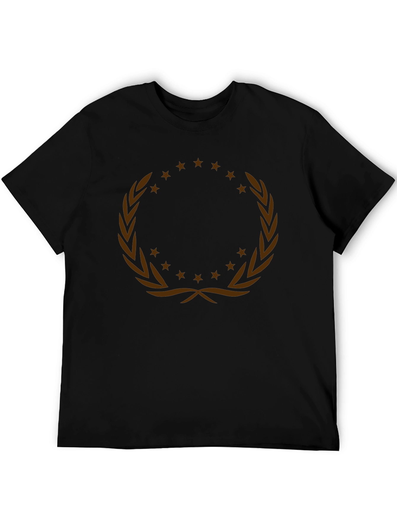 Graphic Tee with Laurel Wreath and Stars Design