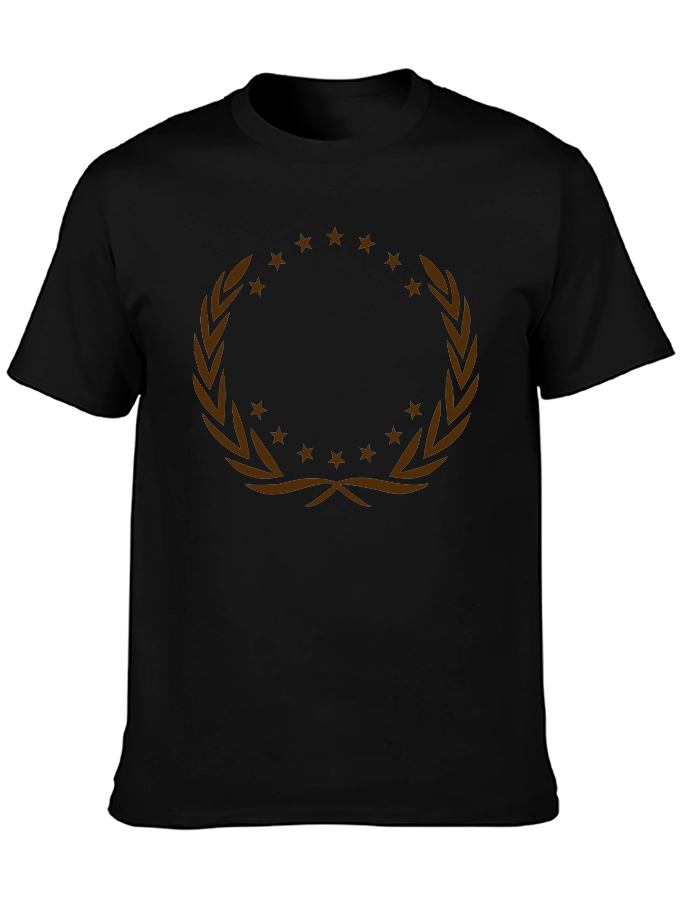 Graphic Tee with Laurel Wreath and Stars Design