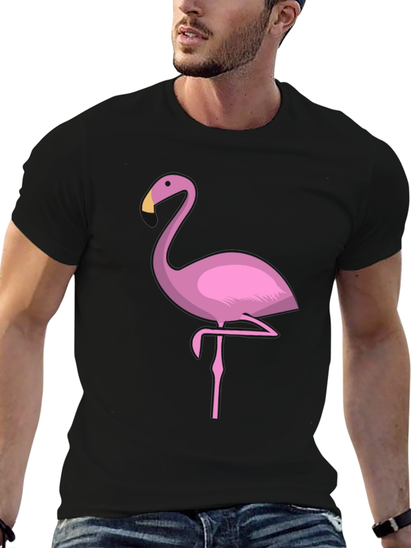 Pink Flamingo Graphic T-Shirt - Black Casual Tee
