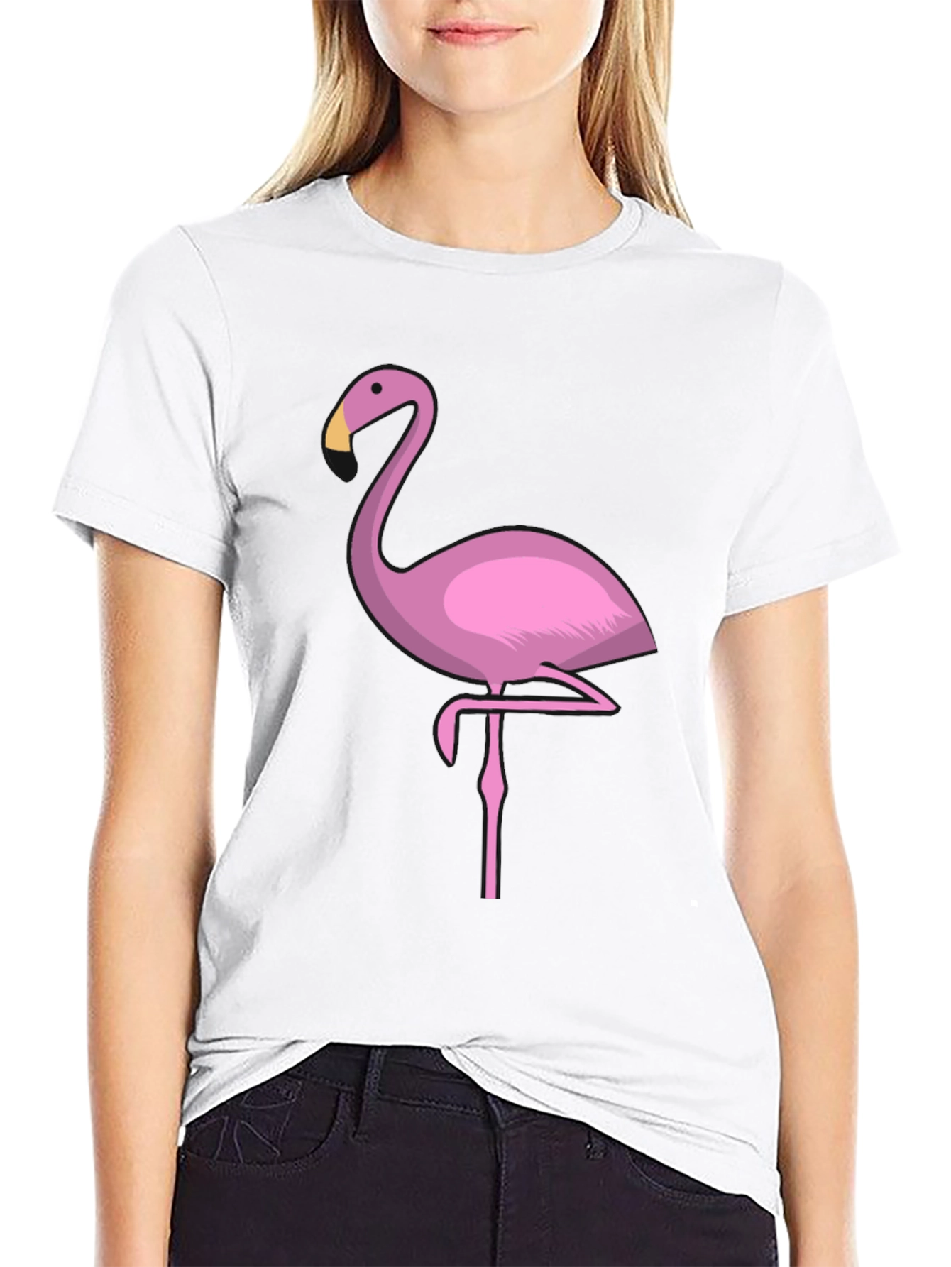 Pink Flamingo Graphic T-Shirt - Black Casual Tee
