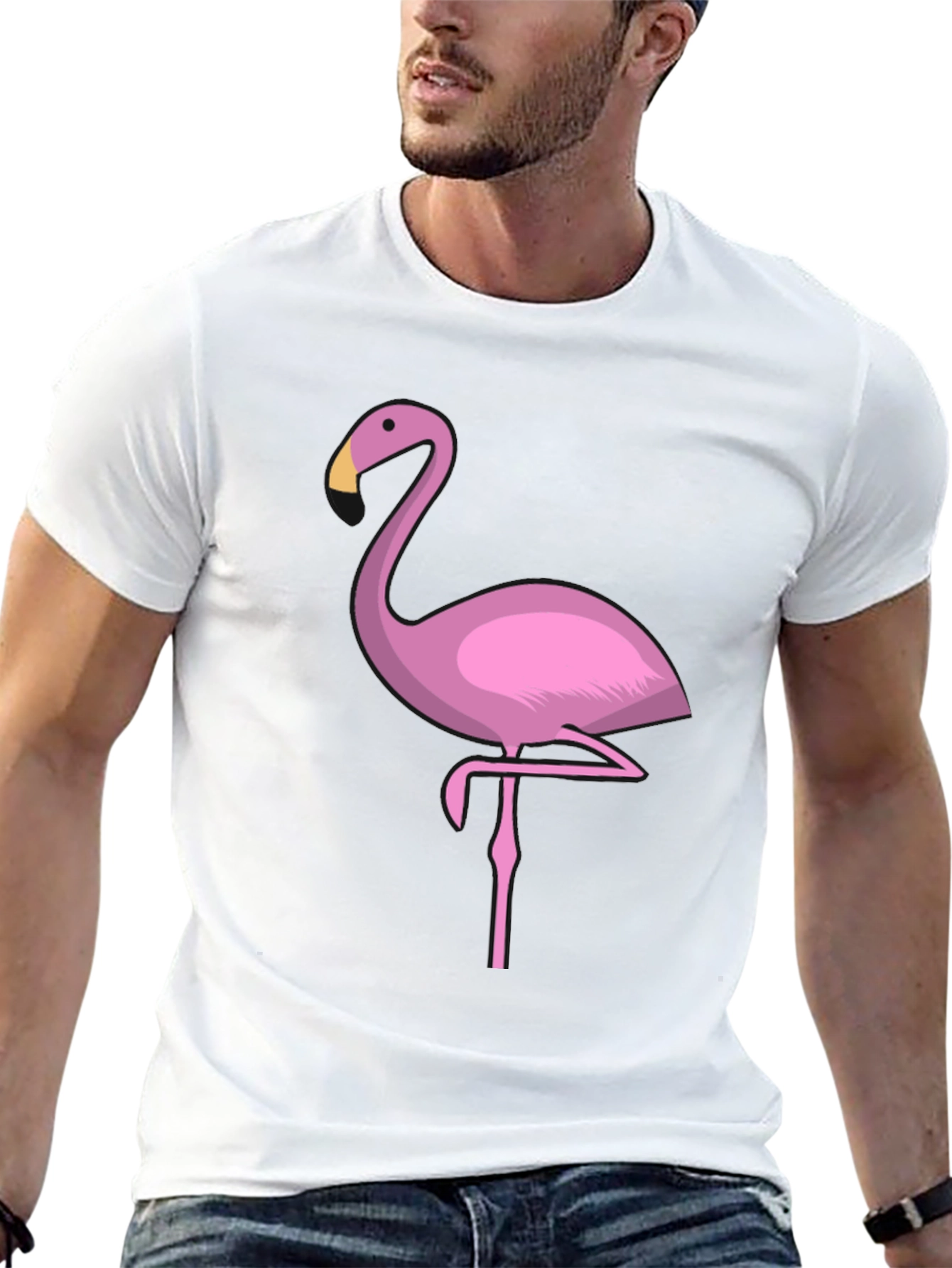 Pink Flamingo Graphic T-Shirt - Black Casual Tee