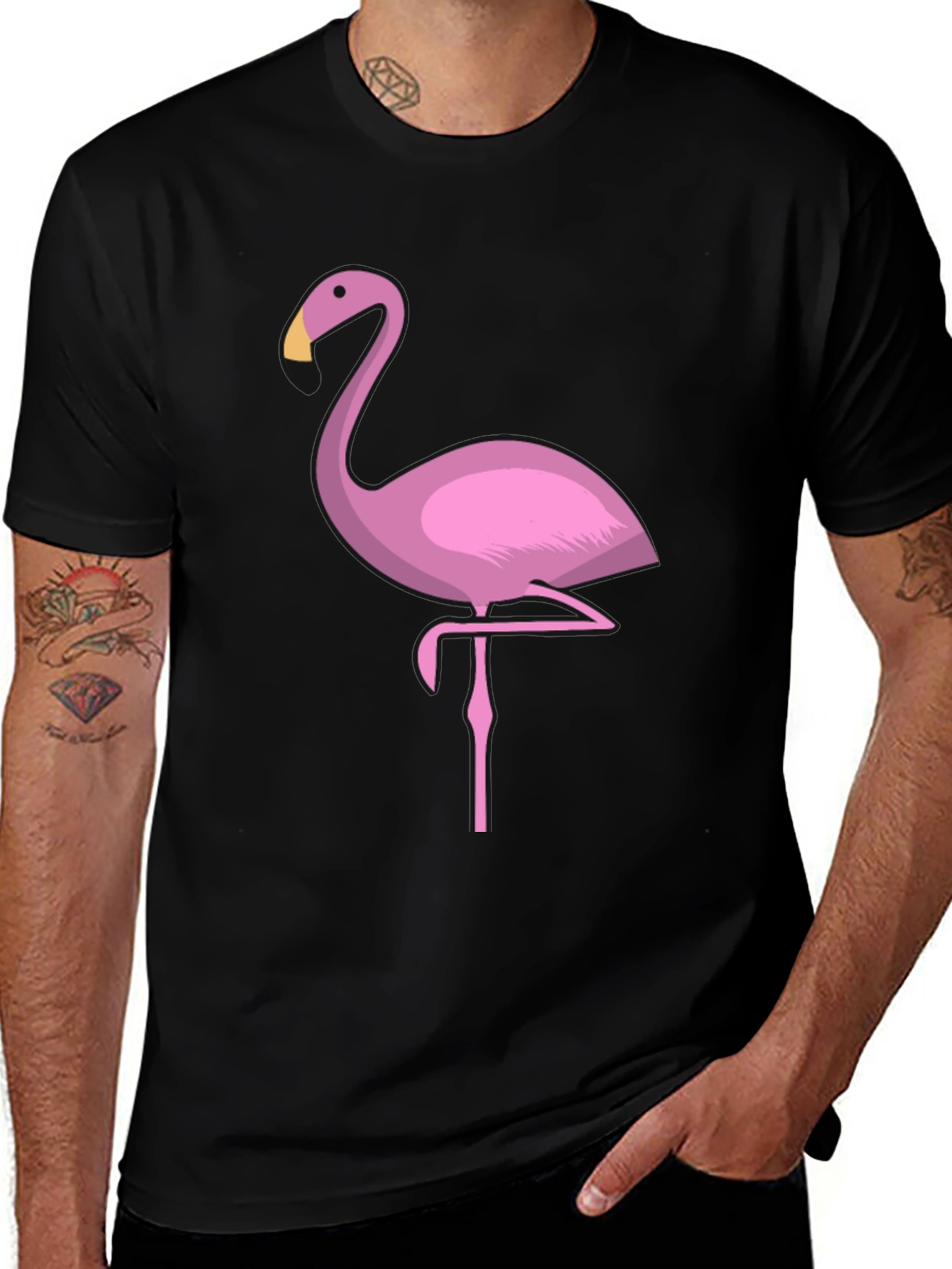 Pink Flamingo Graphic T-Shirt - Black Casual Tee