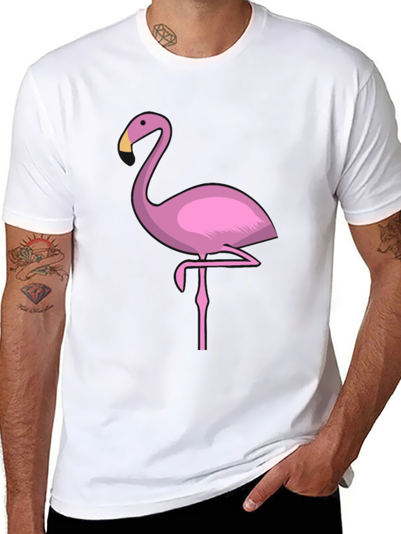 Pink Flamingo Graphic T-Shirt - Black Casual Tee