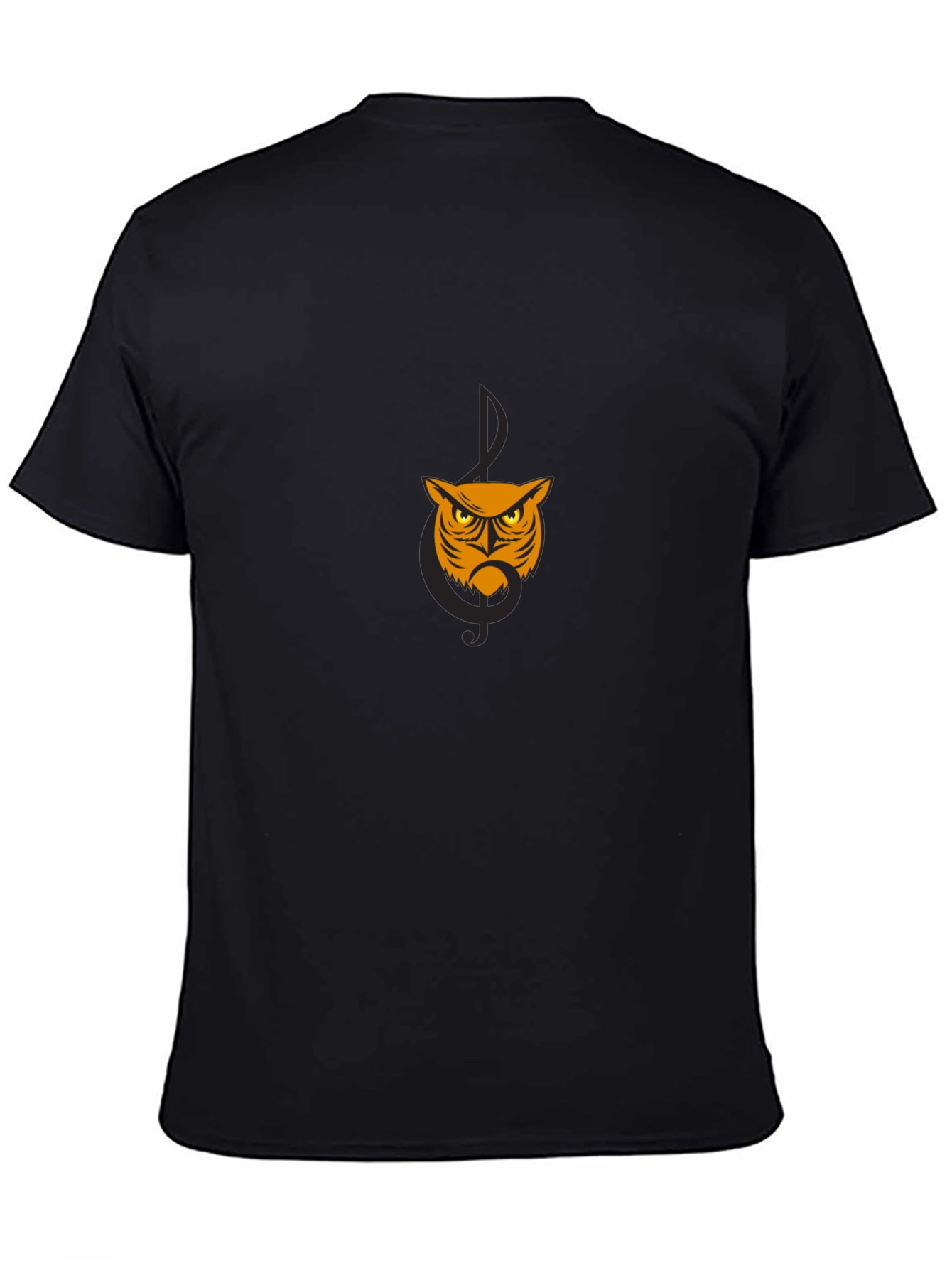 Owl Music Note Graphic Black T-Shirt