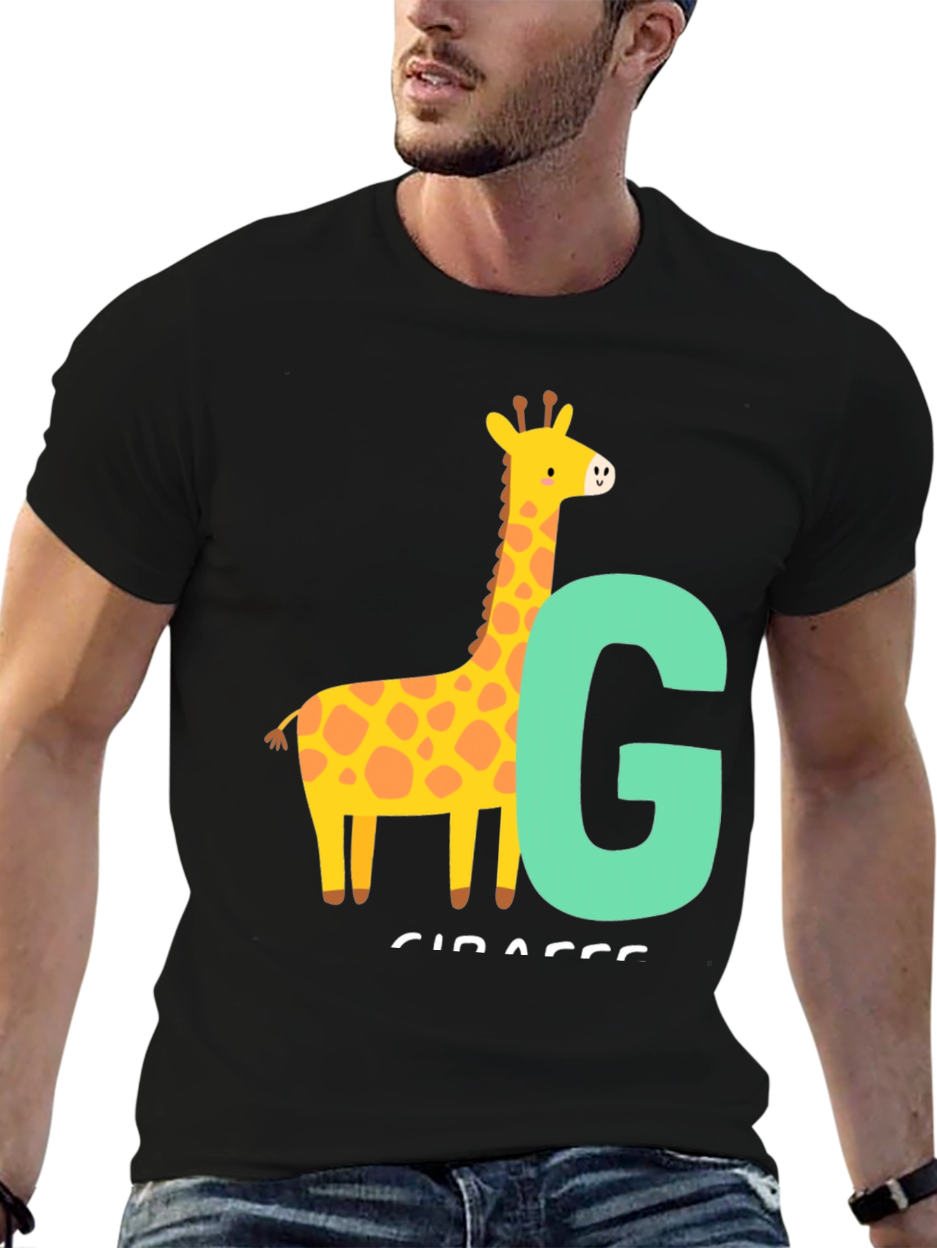 Giraffe Initial G Black T-Shirt