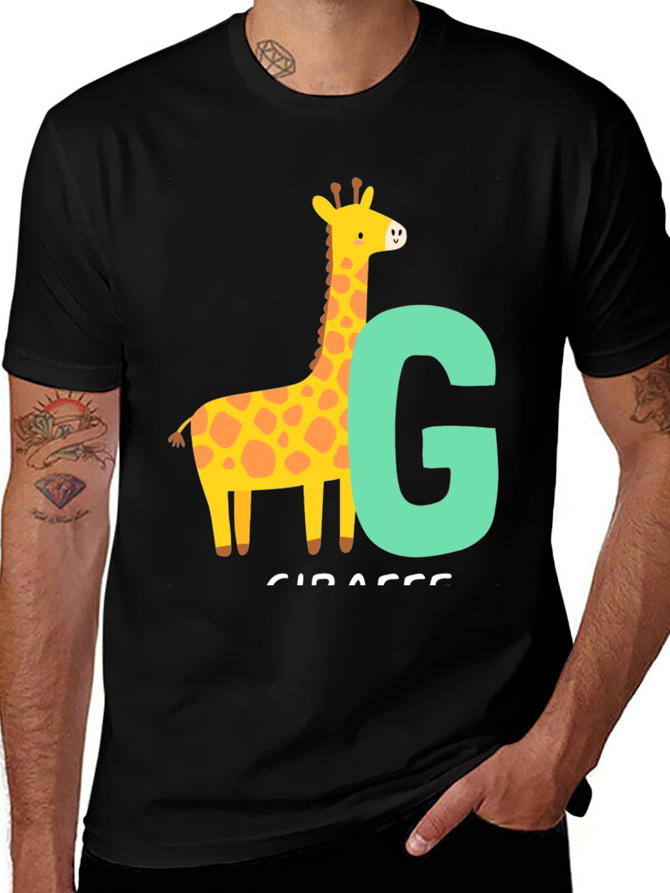Giraffe Initial G Black T-Shirt