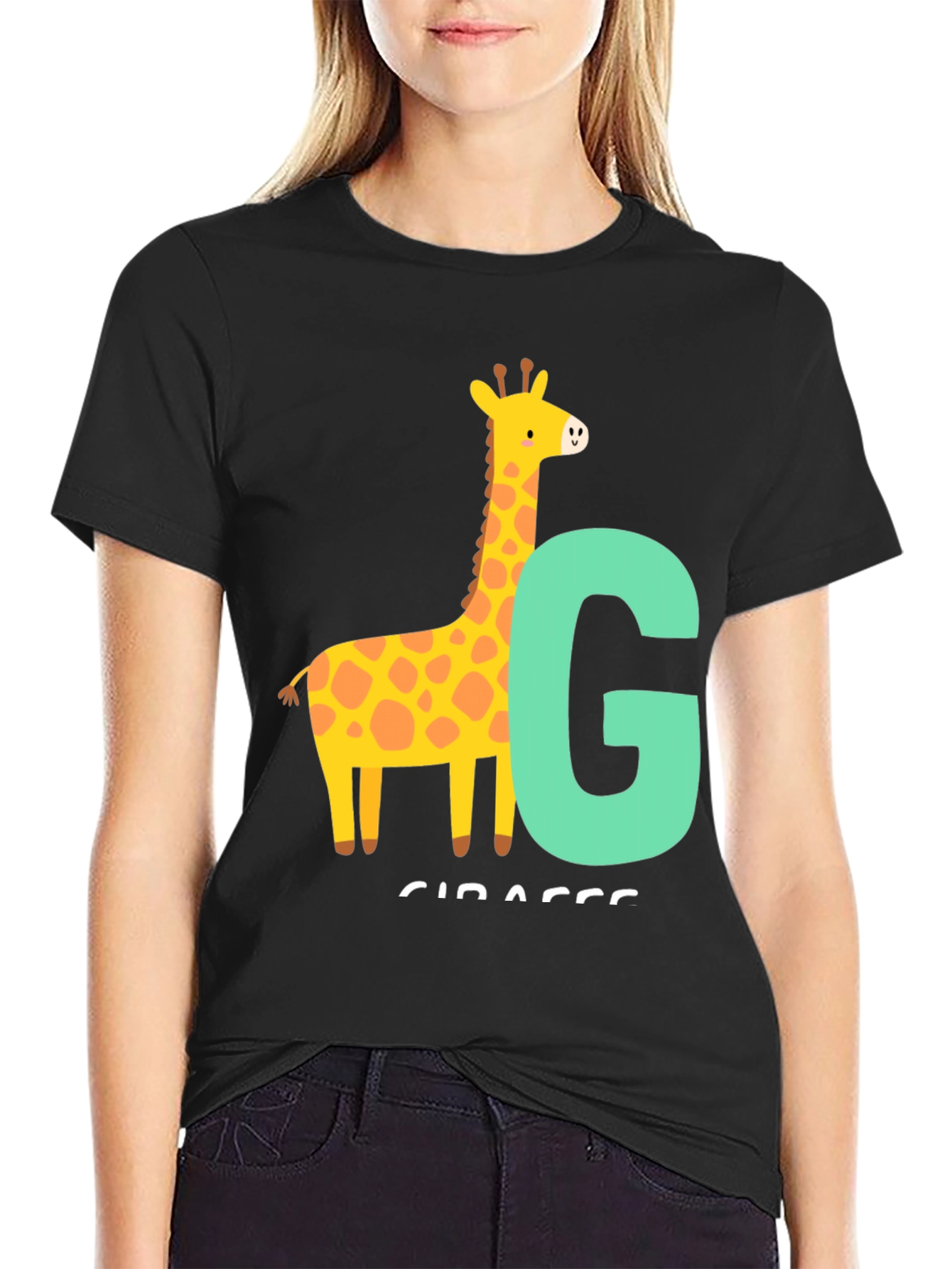 Giraffe Initial G Black T-Shirt