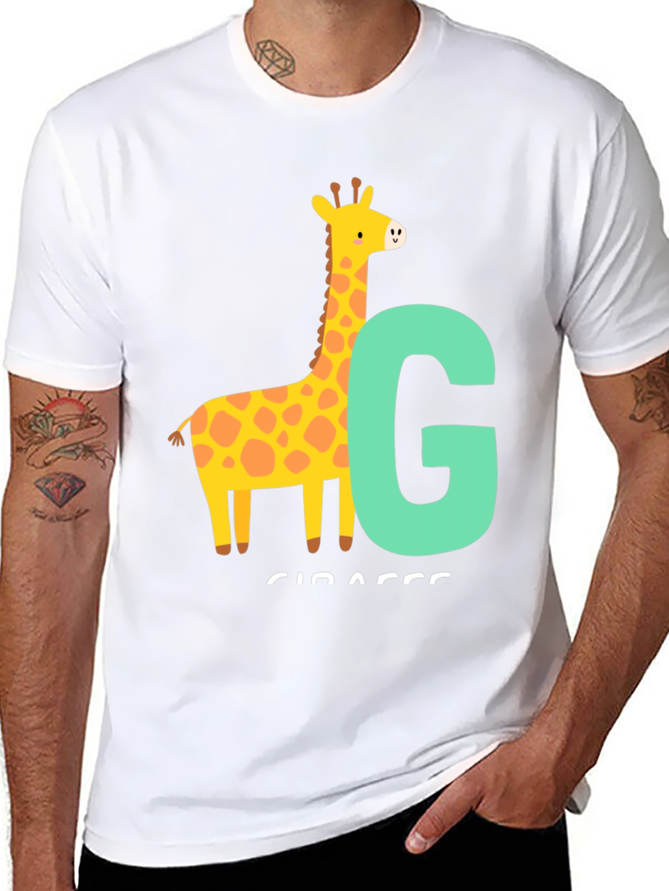 Giraffe Initial G Black T-Shirt
