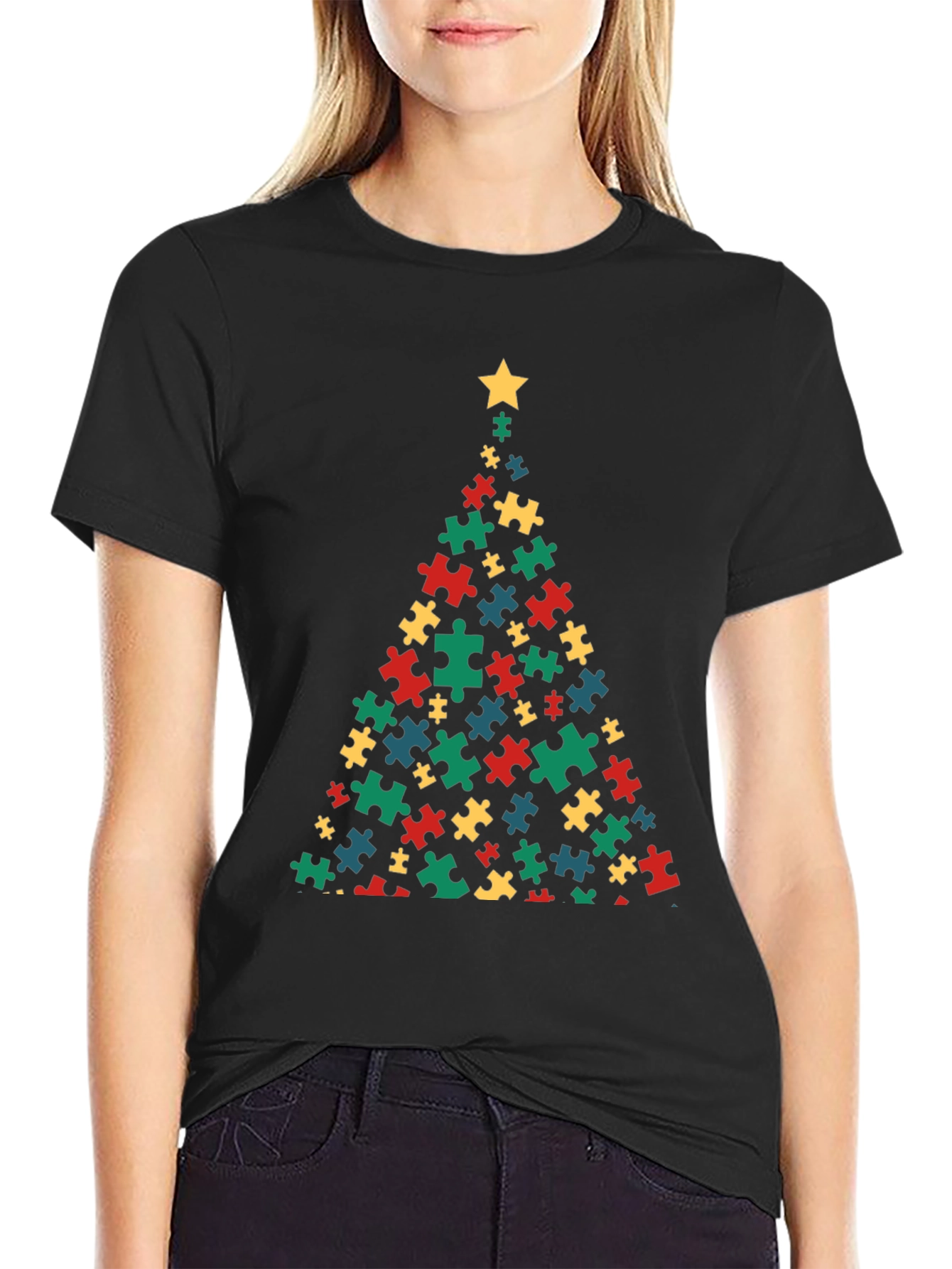 Puzzle Piece Christmas Tree T-Shirt