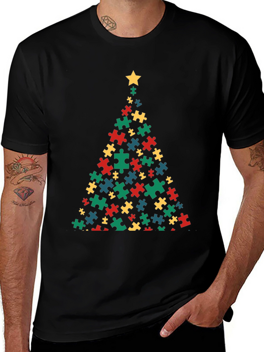 Puzzle Piece Christmas Tree T-Shirt