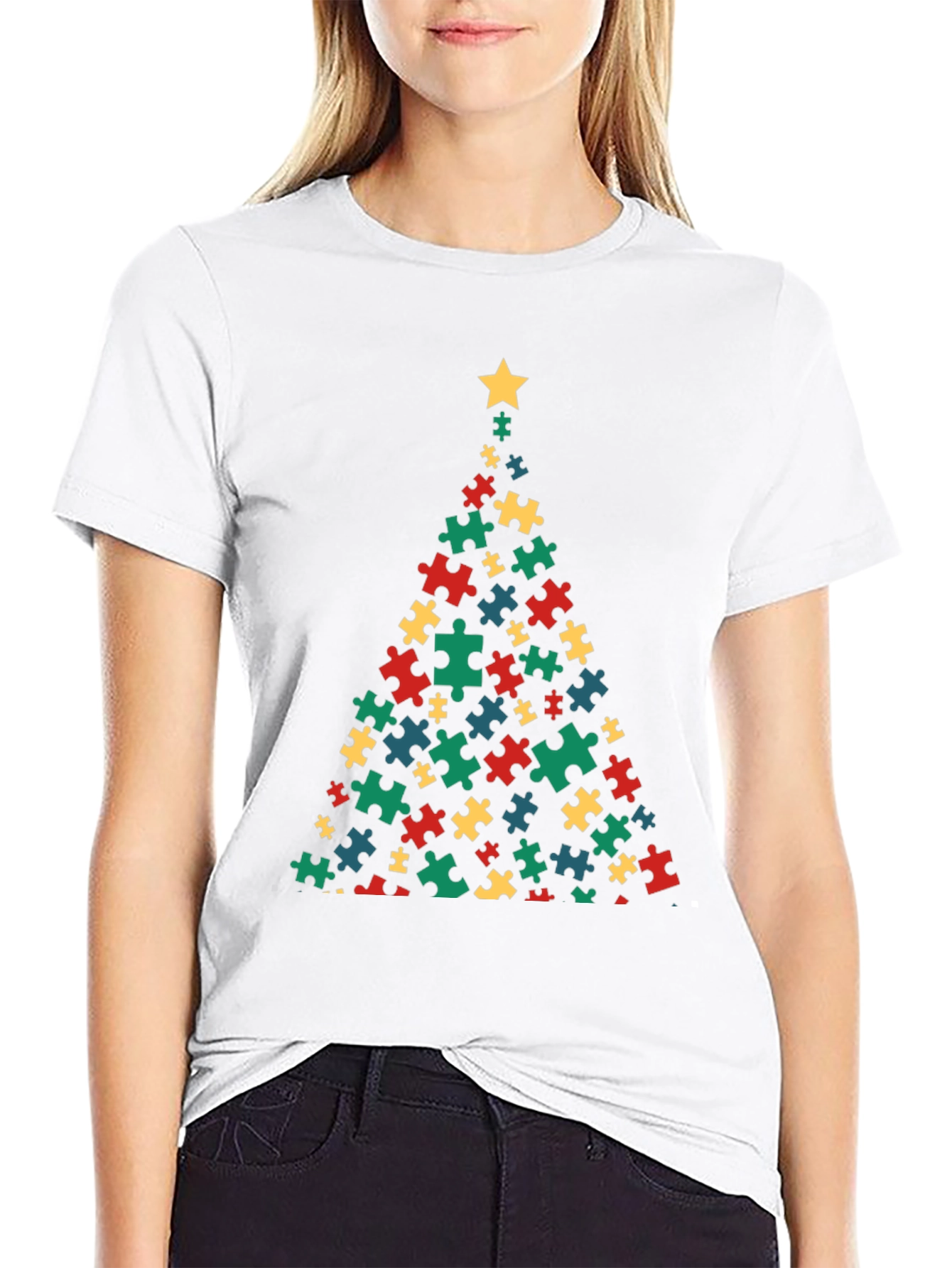 Puzzle Piece Christmas Tree T-Shirt